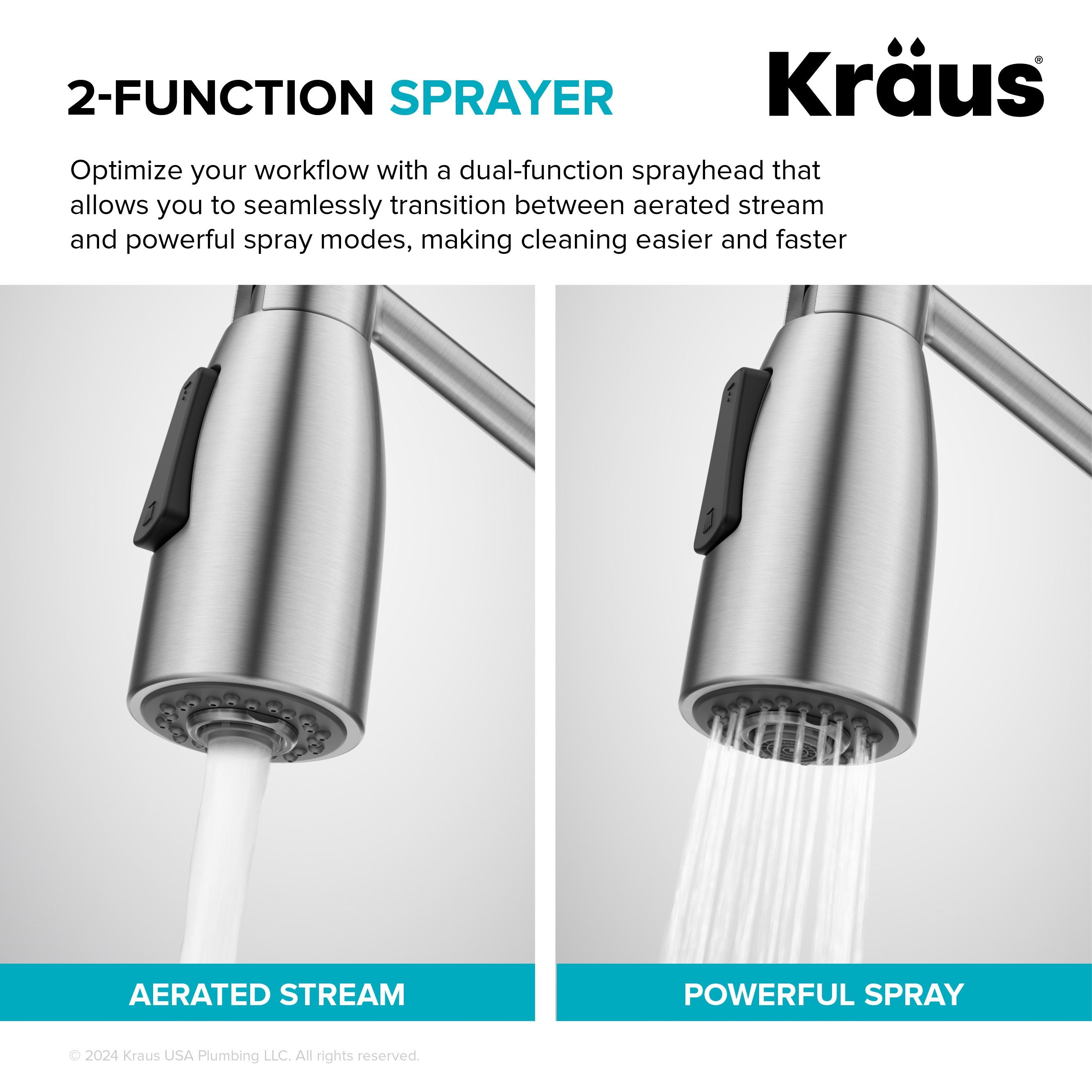 KRAUS Bolden Commercial Style 2-Function Single Handle Pull Down Kitchen Faucet