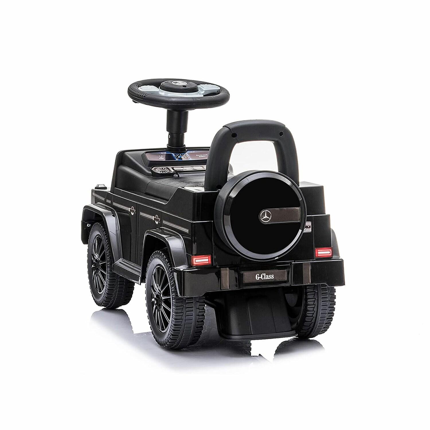 Best Ride On Cars Realistic Children's Mercedes G-Wagon Foot to Floor Ride Along Car & Push Behind Walker with Hidden Storage and Support Bar, Black