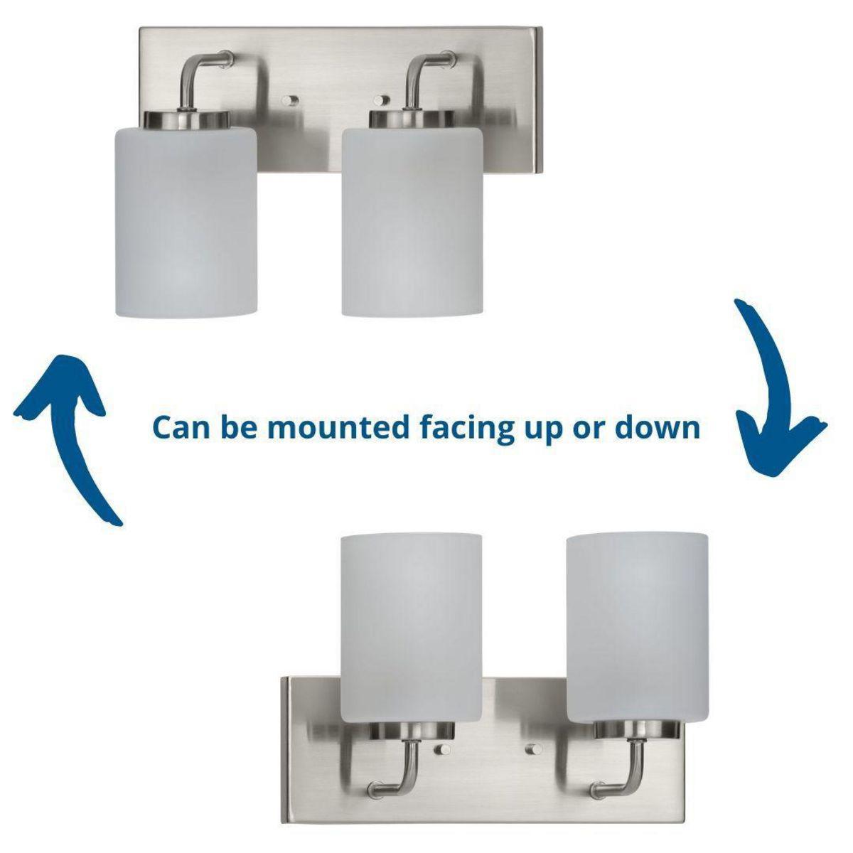 Progress Lighting Merry Collection 2-Light Brushed Nickel Etched Glass Transitional Bath Vanity Light