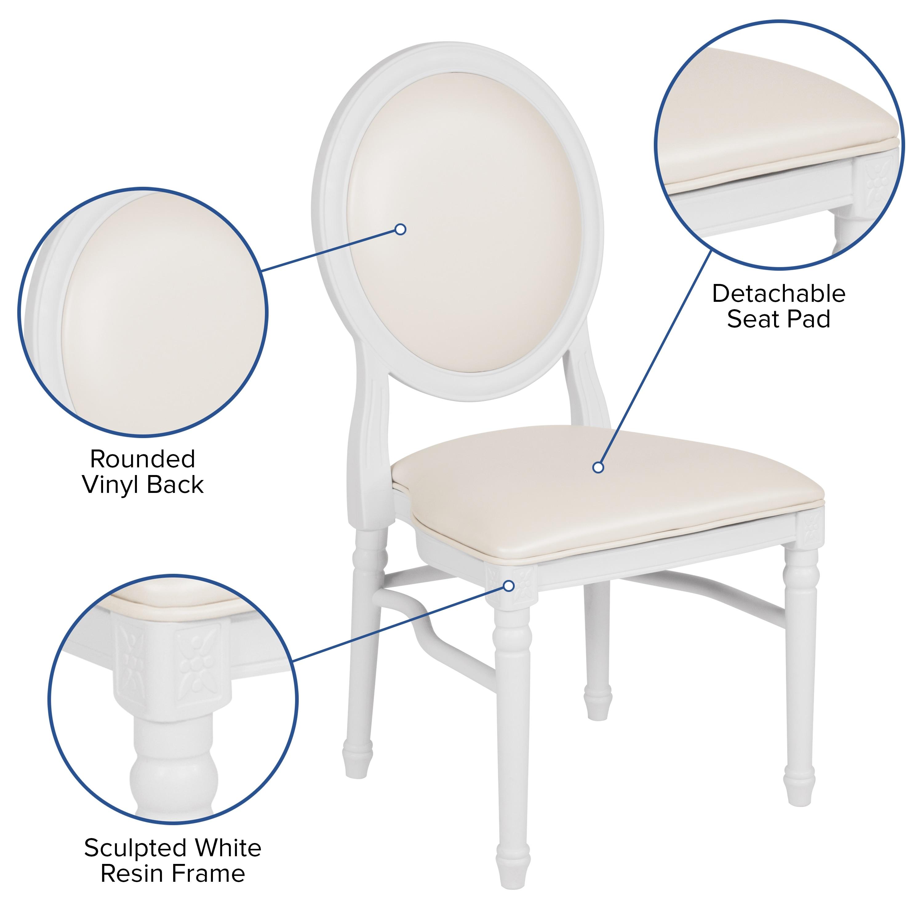 Flash Furniture HERCULES Series 900 lb. Capacity King Louis Chair with White Vinyl Back and Seat and White Frame