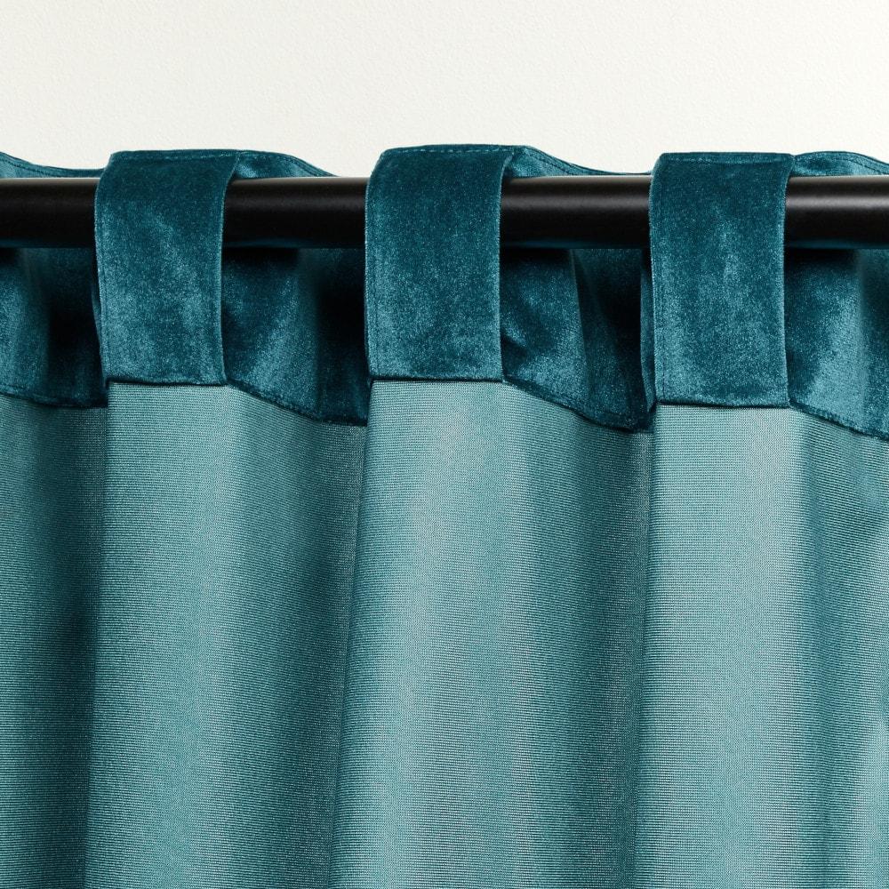 Set of 2 (84"x54") Velvet Back Tab Light Filtering Window Curtain Panels Teal - Exclusive Home: Polyester, Plain Weave