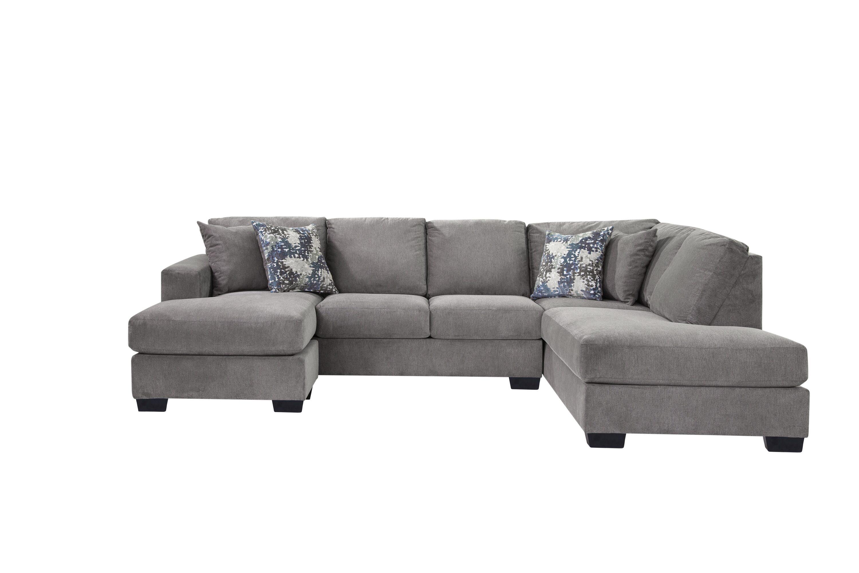 American Furniture Classics Graphite U Shaped Sectional with 4 Throw Pillows