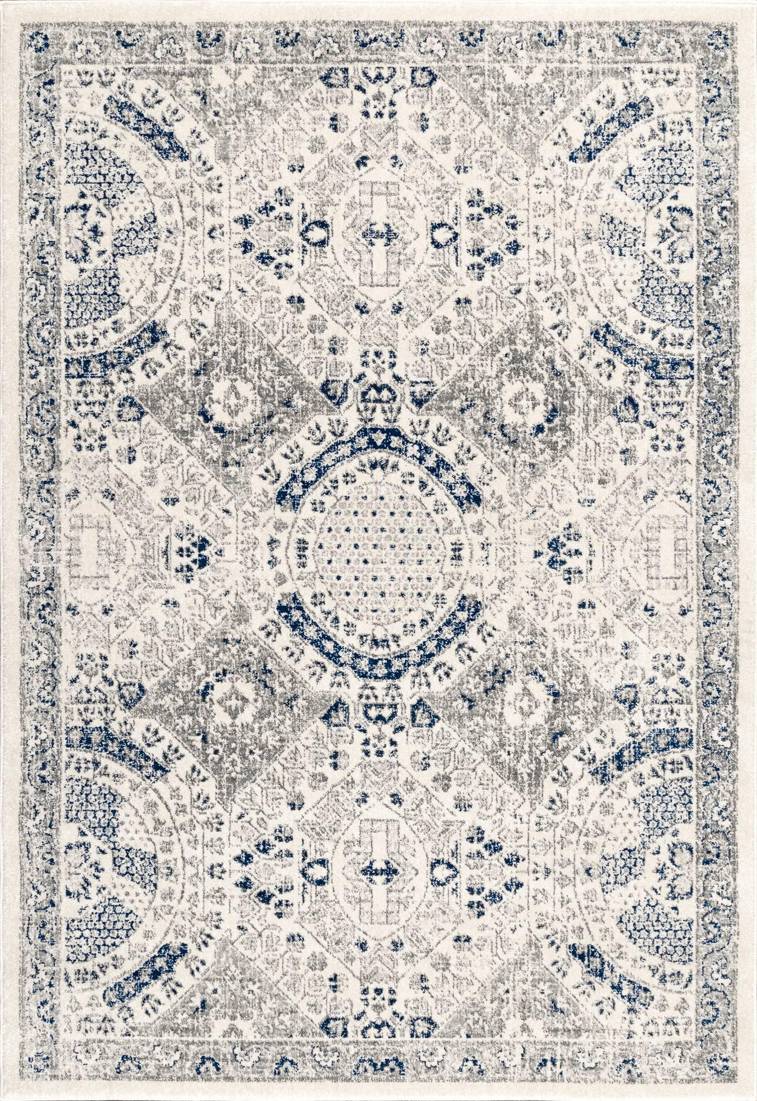 Nuloom Minta Medallion 2x8 Runner Indoor Area Rug for Living Room Bedroom Dining Room Entryway Hallway Kitchen, Blue/Off White