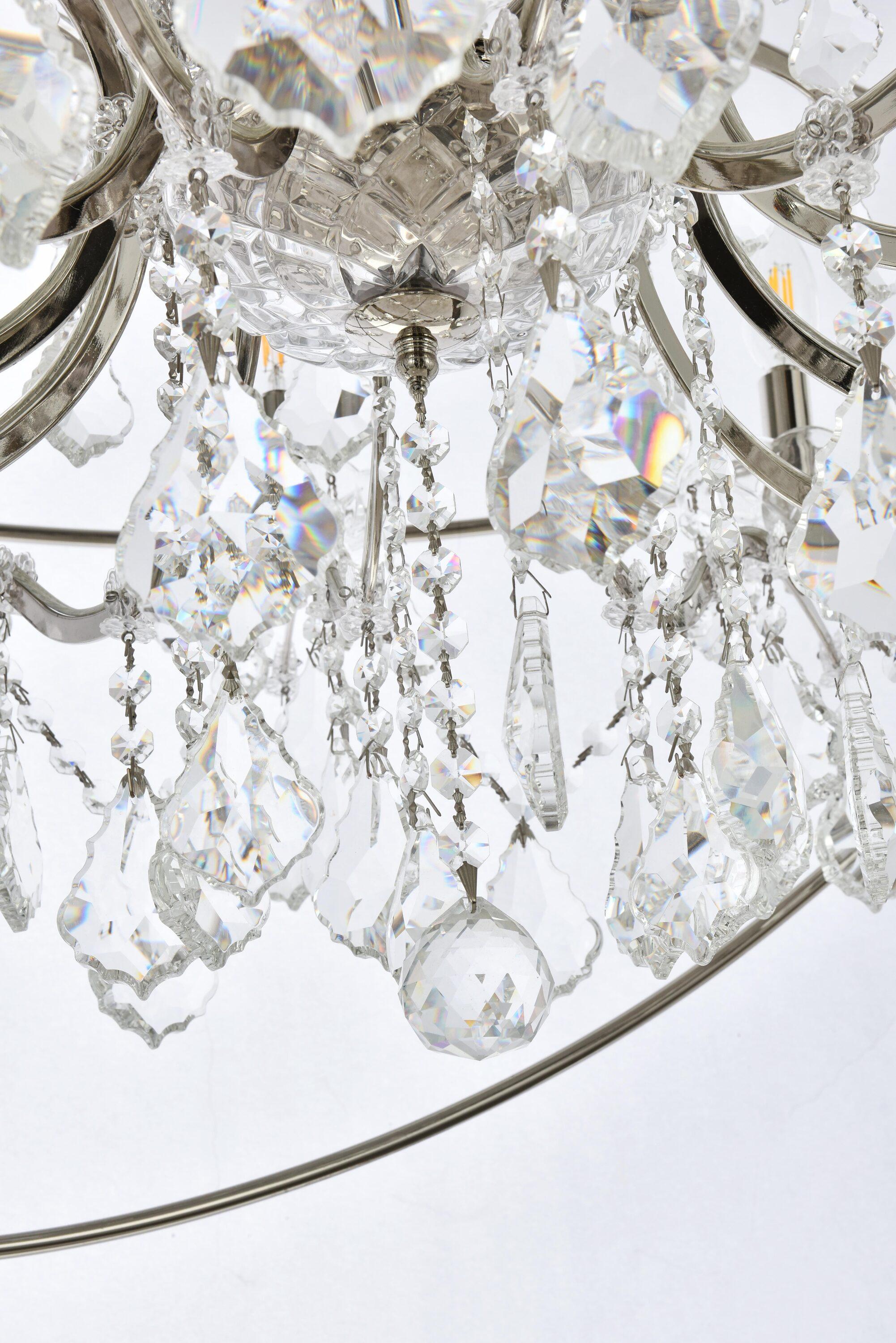 Transitional Geneva 6-Light Polished Nickel & Silver Shade Crystal Chandelier