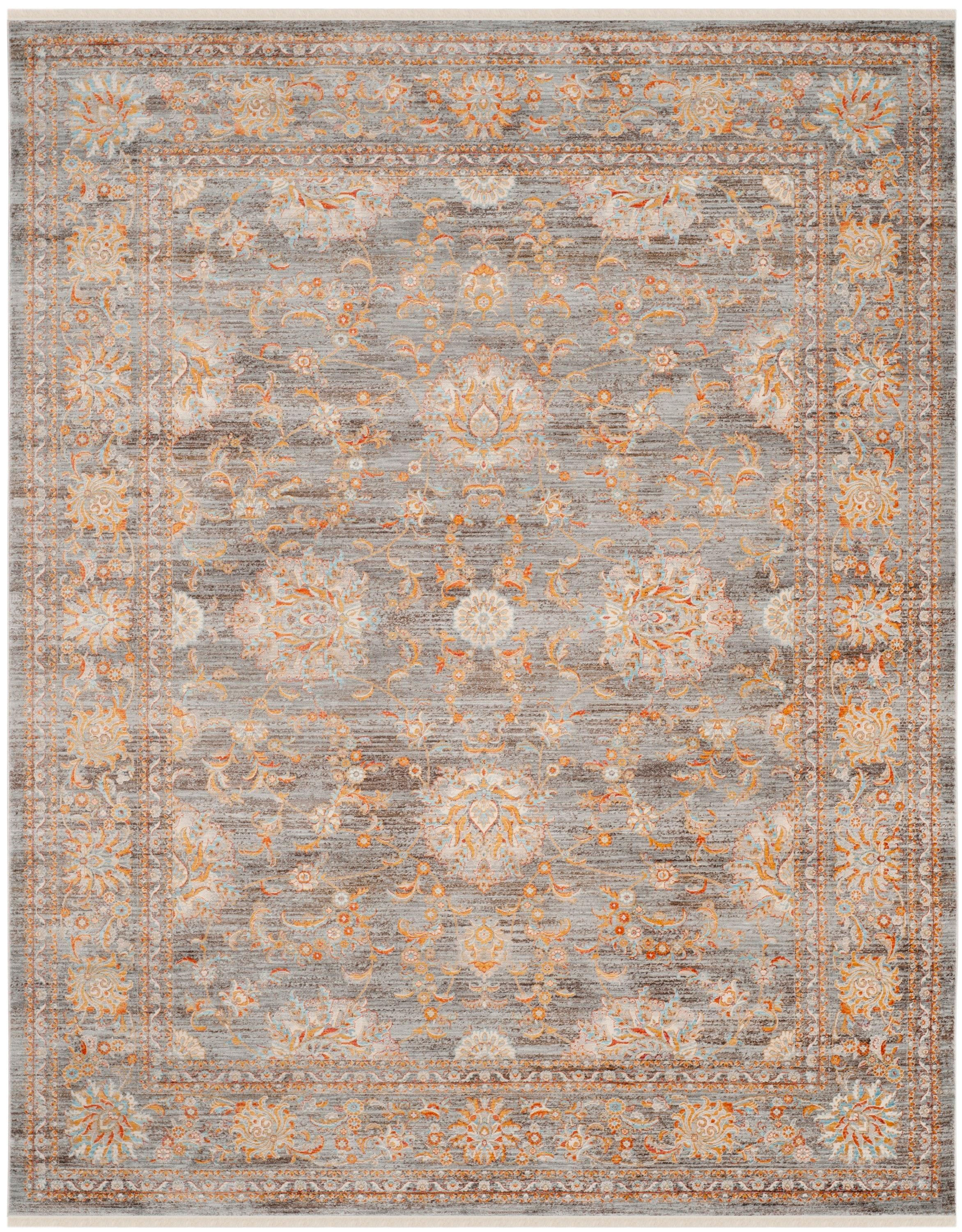 SAFAVIEH Vintage Persian Maggie Distressed Polyester Area Rug, Light Brown/Multi, 8' x 10'