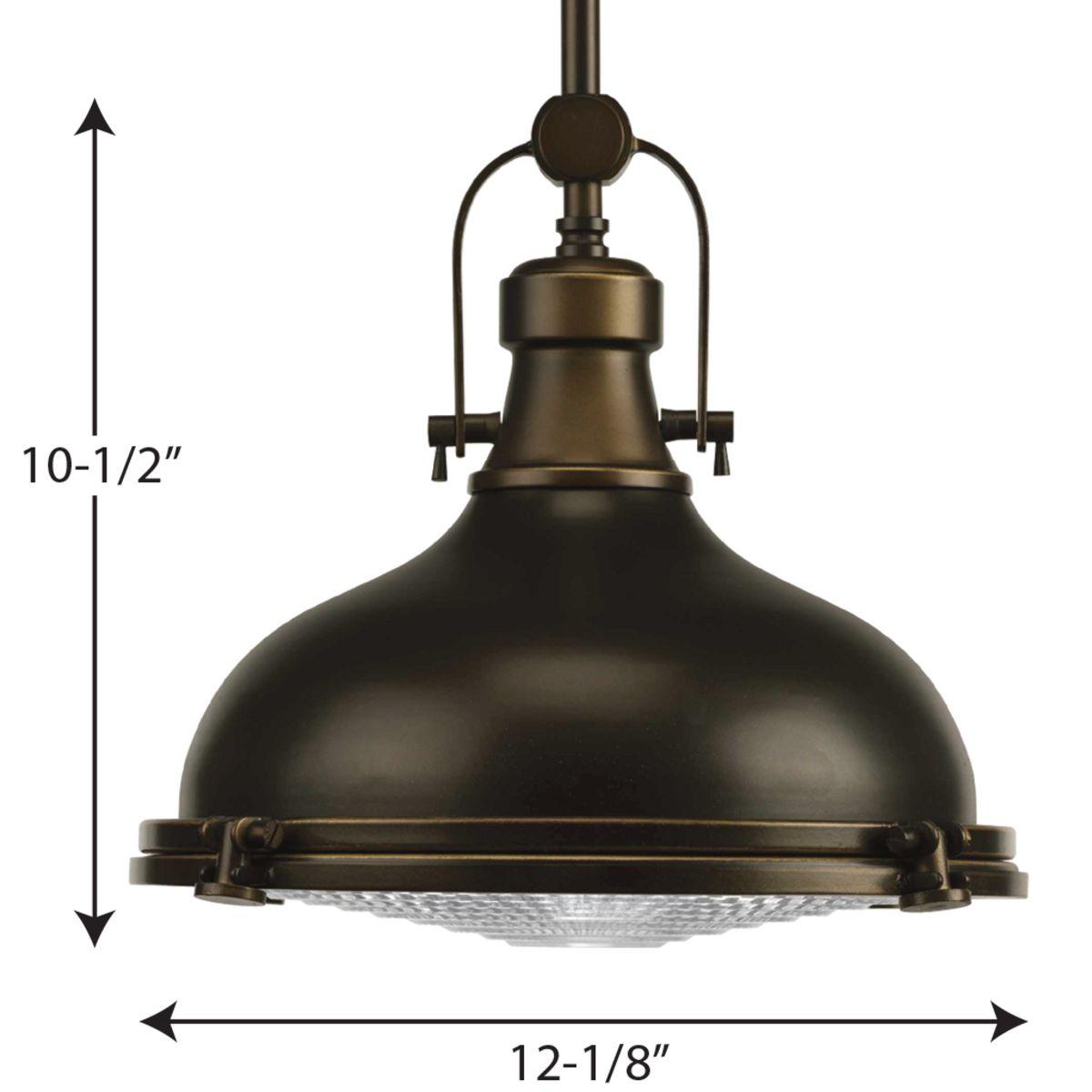 Progress Lighting P5188-108 10.5 in. Fresnel Lens 1-Light 100W Med Pendant Ceiling Light in Oil Rubbed Bronze