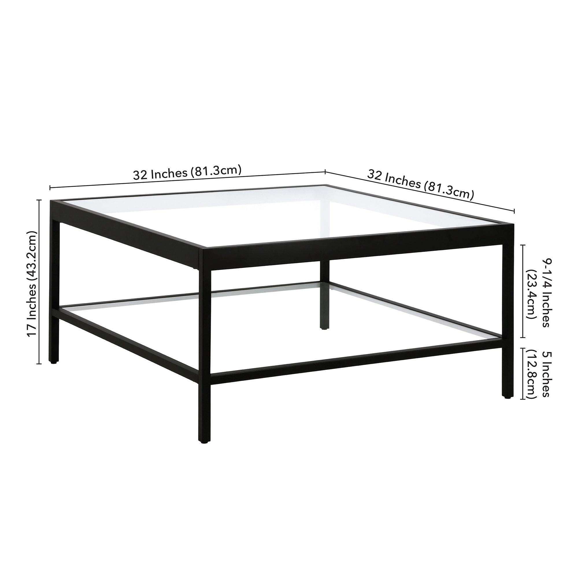 Evelyn&Zoe Alexis 32" Wide Square Coffee Table, Blackened Bronze
