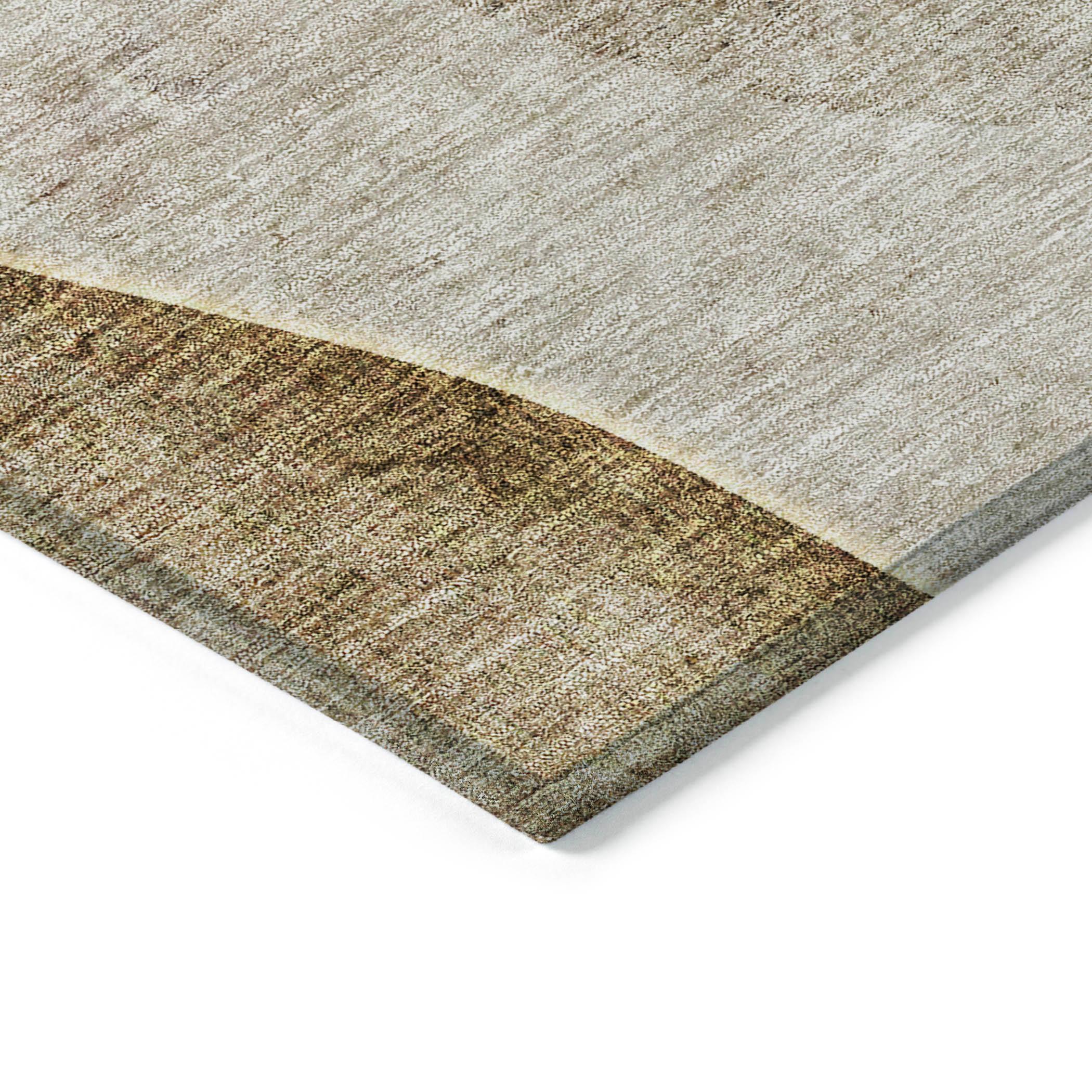 Taupe and Gray Abstract Synthetic 5' x 7' Area Rug