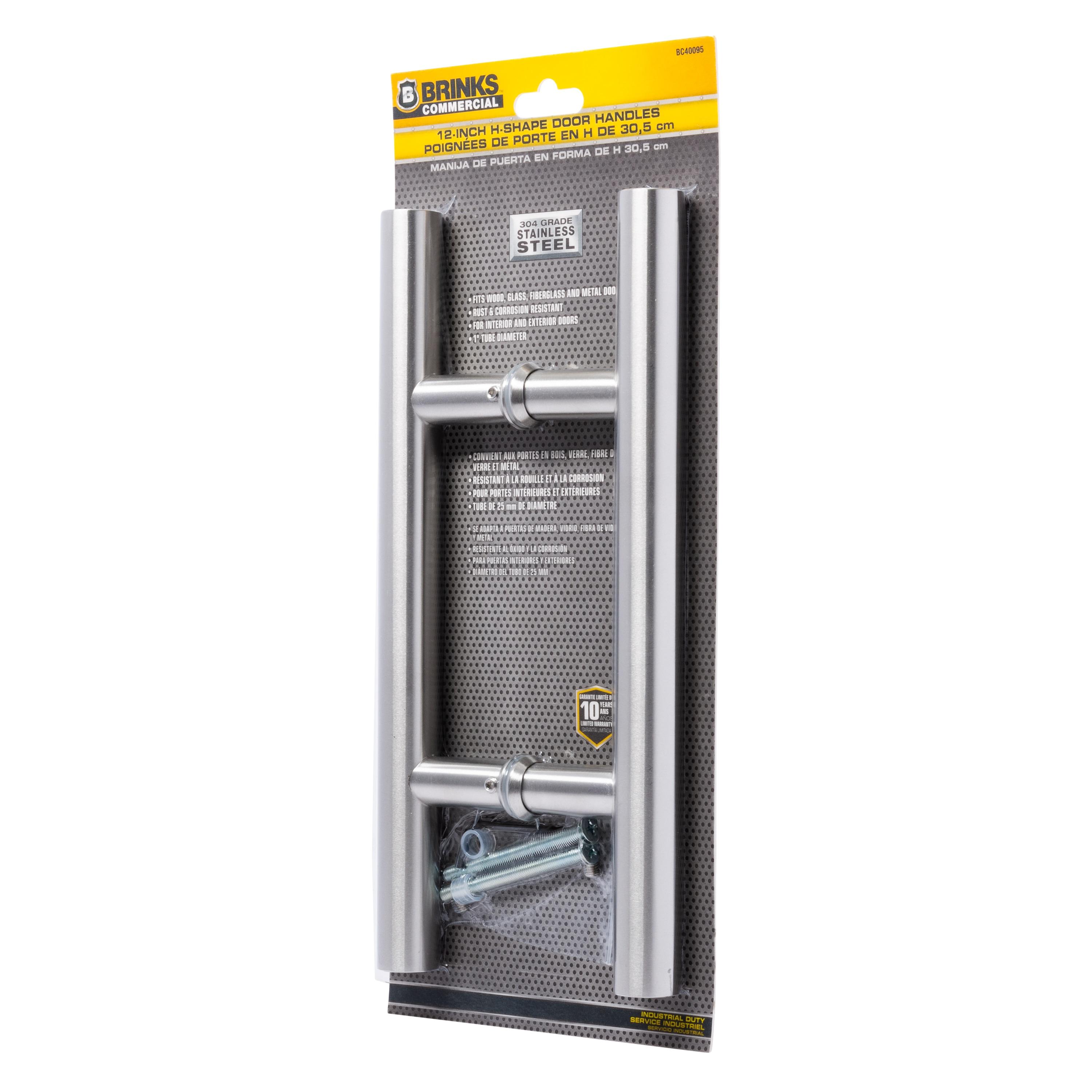 BRINKS Commercial - 12" 'H' Style Pull Door Handle, Satin Chrome Finish - Rust and Corrosion Resistant Door Handle
