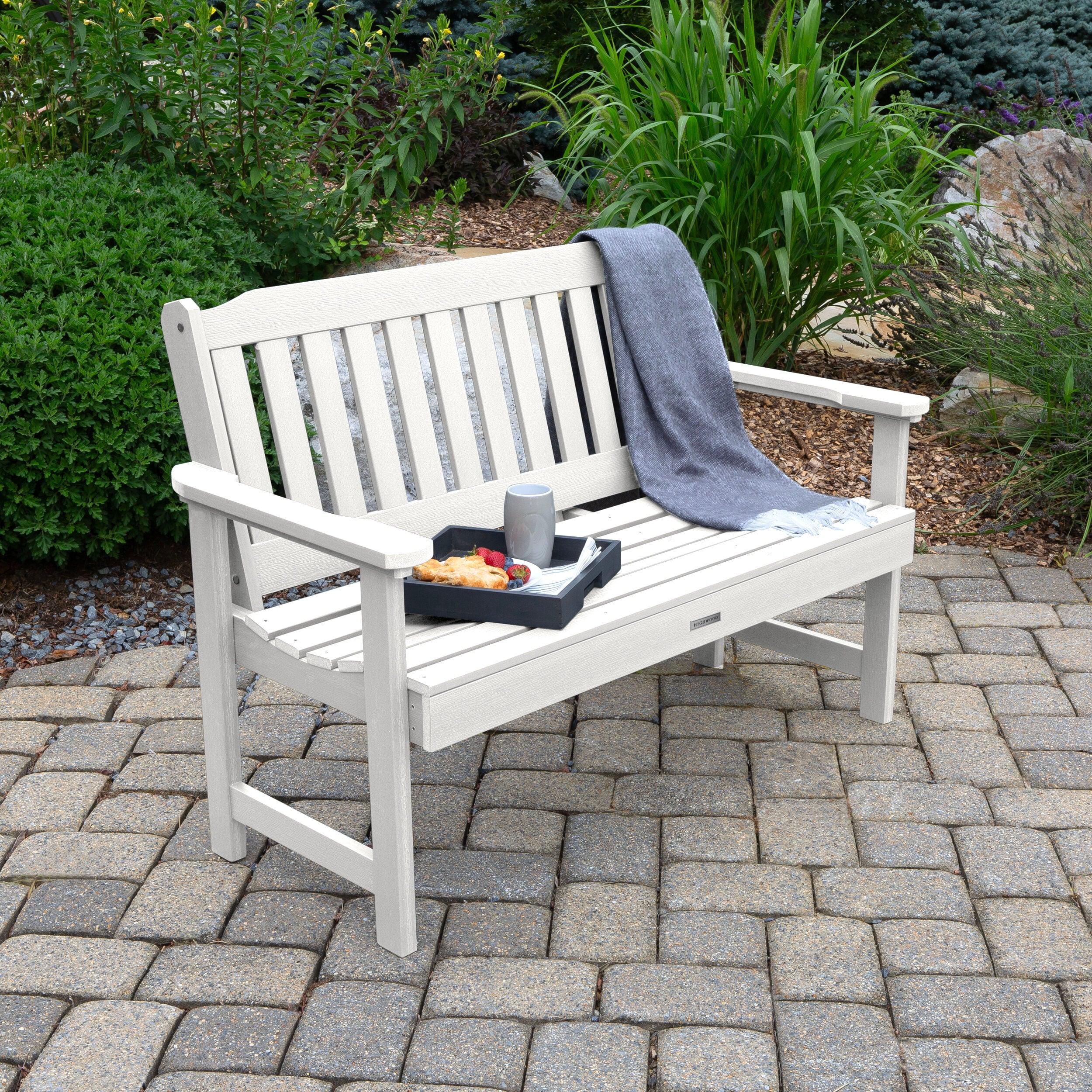 4' Lehigh Garden Bench White - highwood: Durable Poly Lumber, Fade-Resistant, 500lb Capacity
