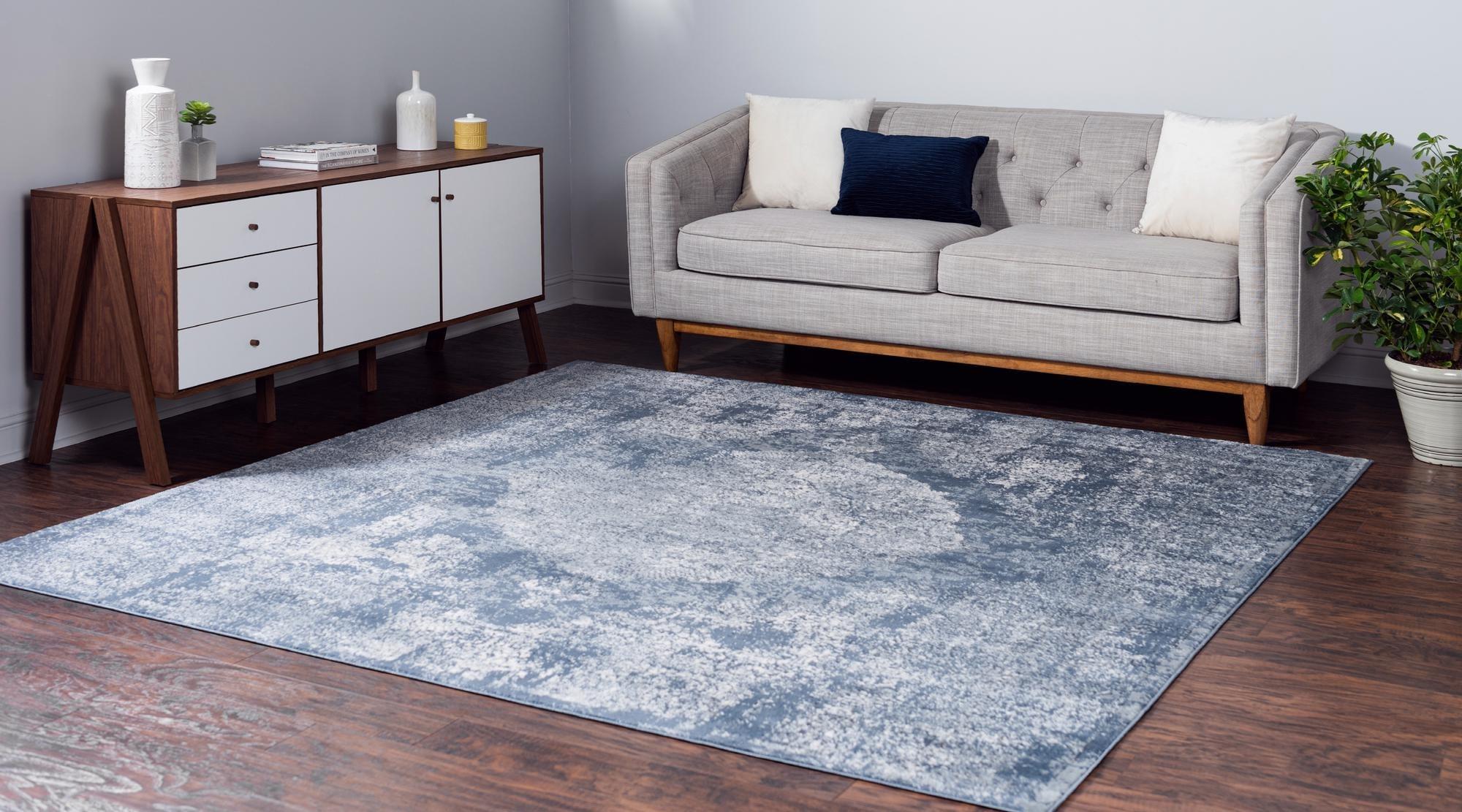 Unique Loom Portland Collection Area Rug - Woodburn (4' 1" Square Blue/Ivory)