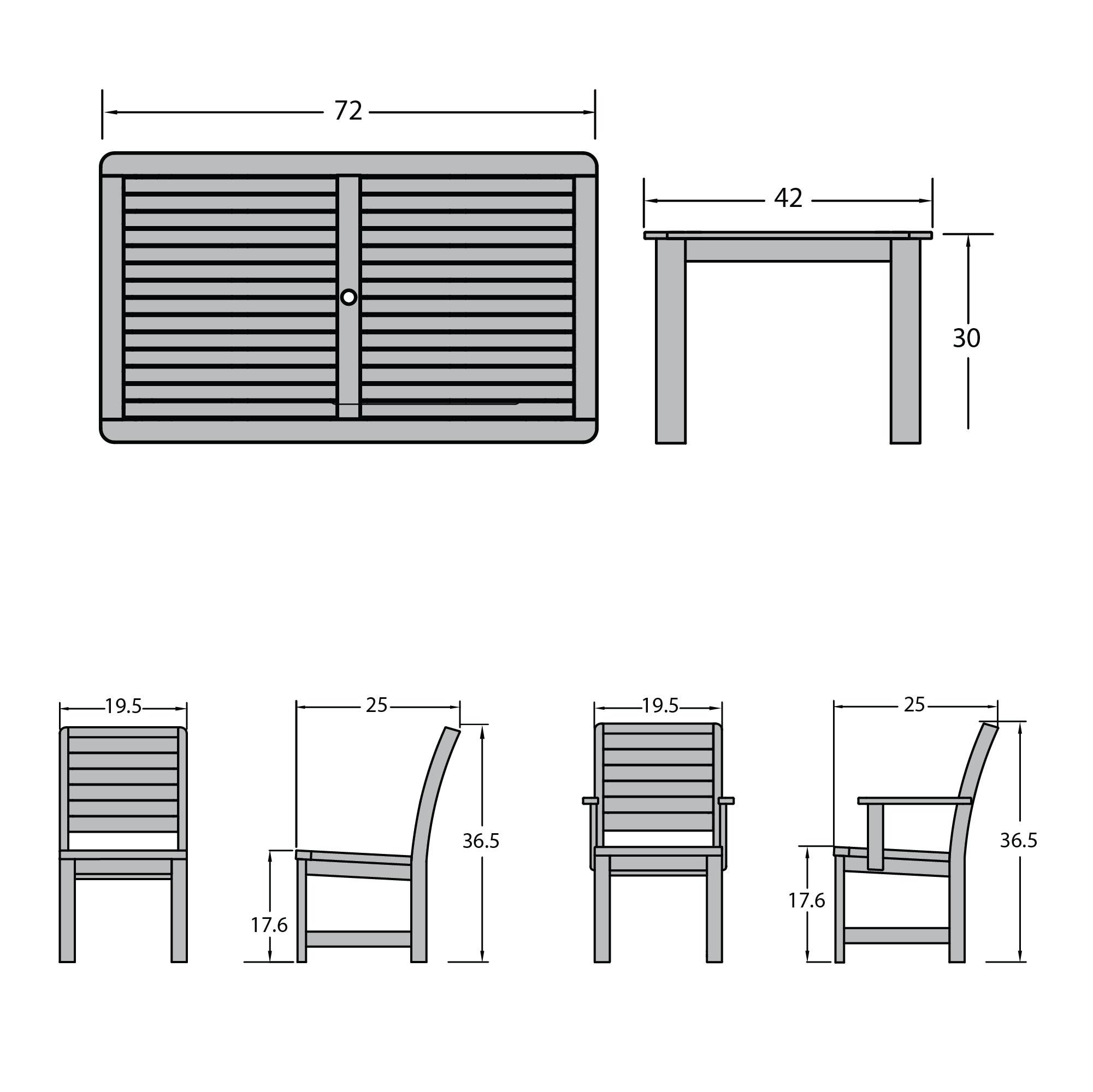 Highwood 7pc Weatherly Rectangular Dining Set - 42" x 72", Dining Height Table