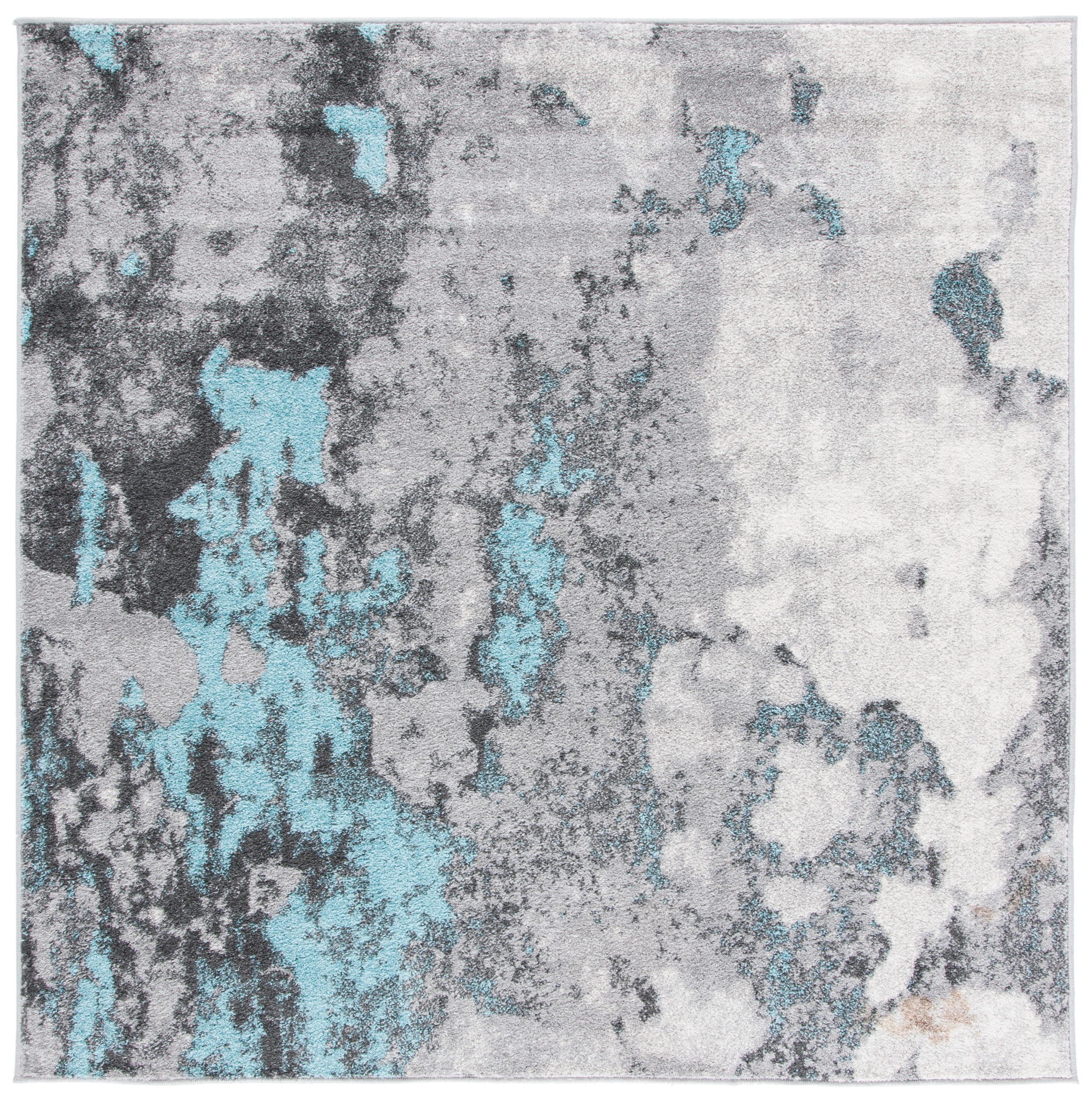 Adirondack ADR134 Machine Made Indoor Area Rug - Turquoise/Grey - 6'x6' - Safavieh
