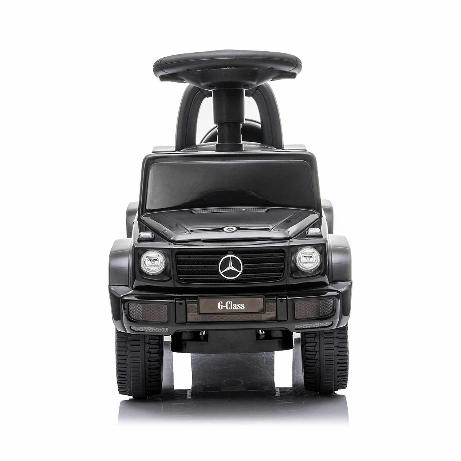 Best Ride On Cars Realistic Children's Mercedes G-Wagon Foot to Floor Ride Along Car & Push Behind Walker with Hidden Storage and Support Bar, Black