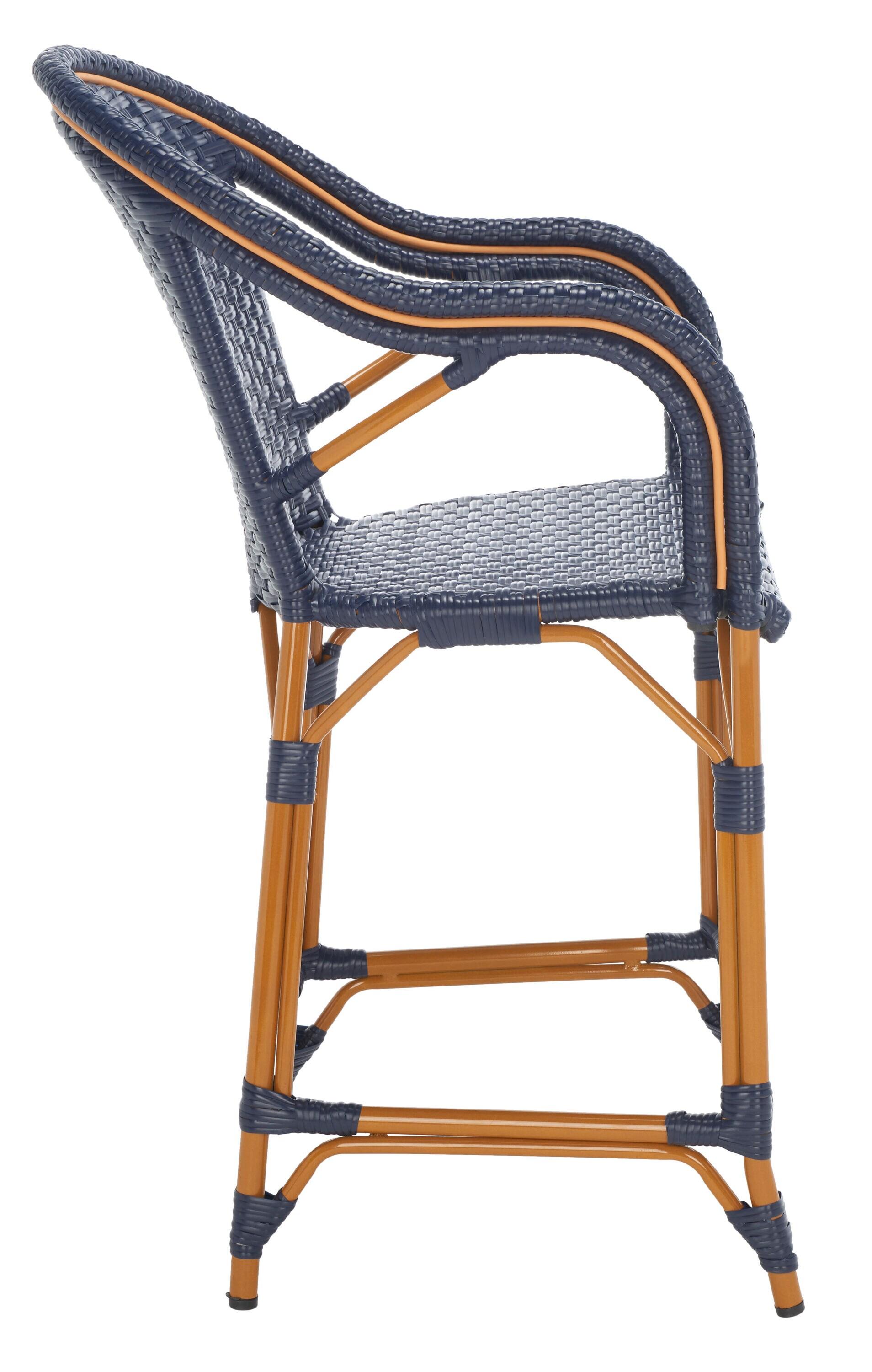 California Counter Stool With Arms - Indoor/Outdoor - PAT7533 - Navy - Safavieh