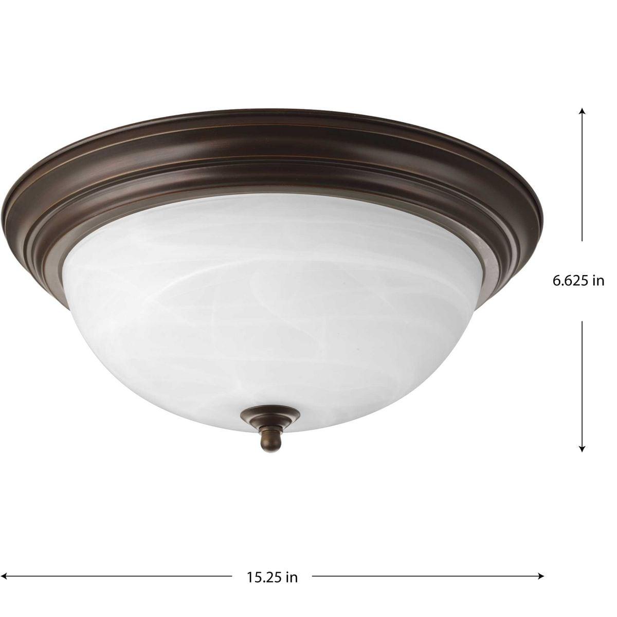 Progress Lighting, Melon Collection, 3-Light Flush Mount, Antique Bronze, Alabaster Glass Shade