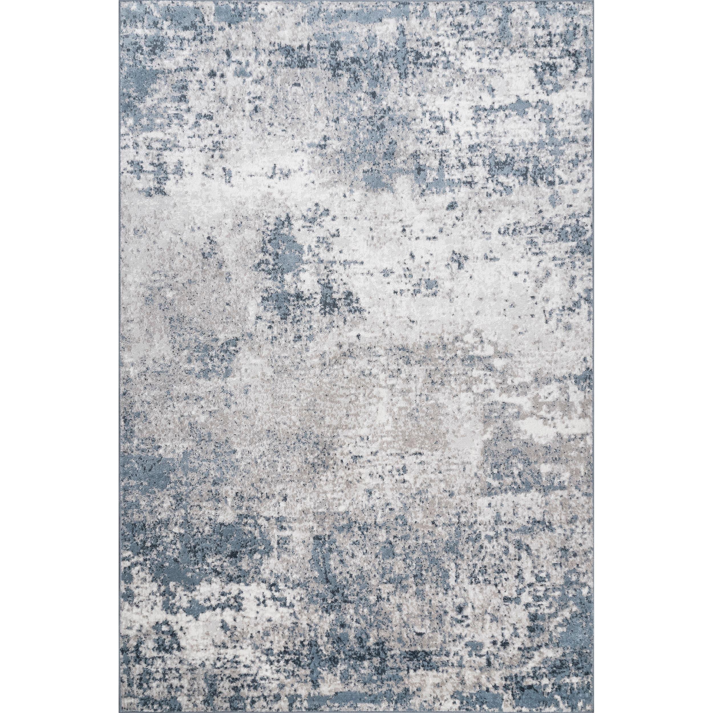 4'3"x6' Zoe Faded Abstract Area Rug Gray/Blue - nuLOOM: Medallion Pattern, Low Pile, Indoor Use, Machine Made