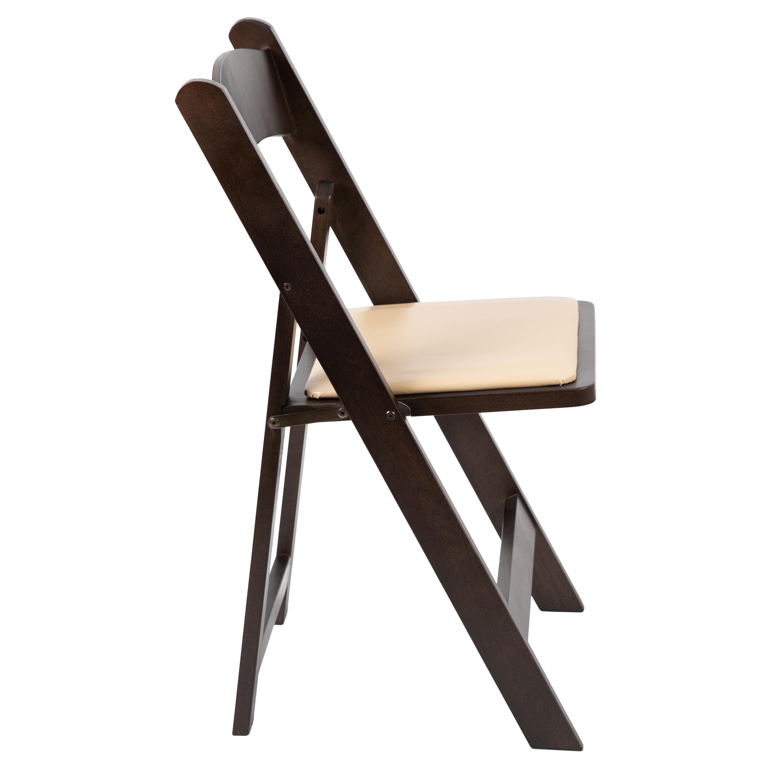 Flash Furniture HERCULES Series Chocolate Wood Folding Chair with Vinyl Padded Seat