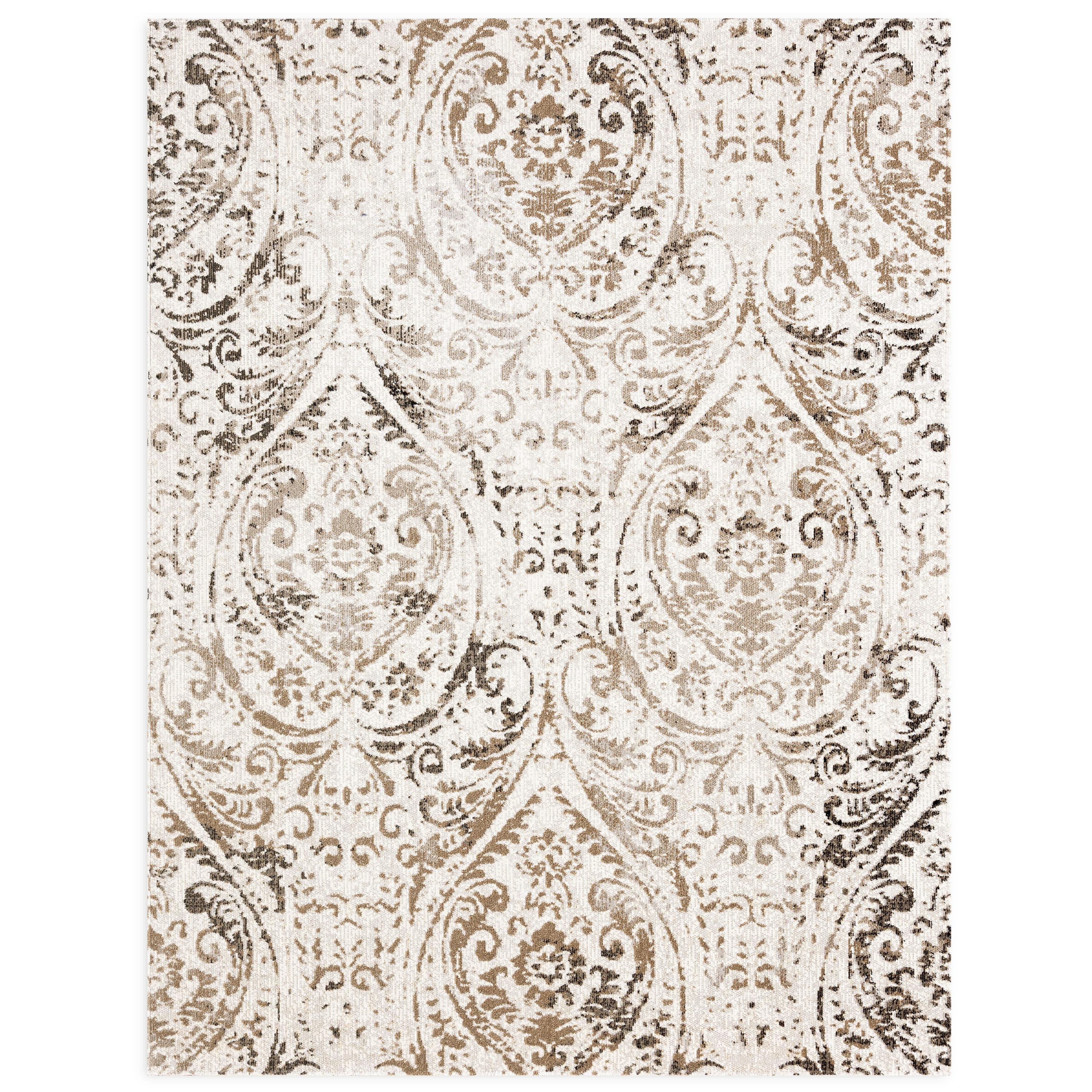 NICOLE MILLER NEW YORK Patio Sofia Juniper Paisley Indoor/Outdoor Area Rug, Ivory/Mustard