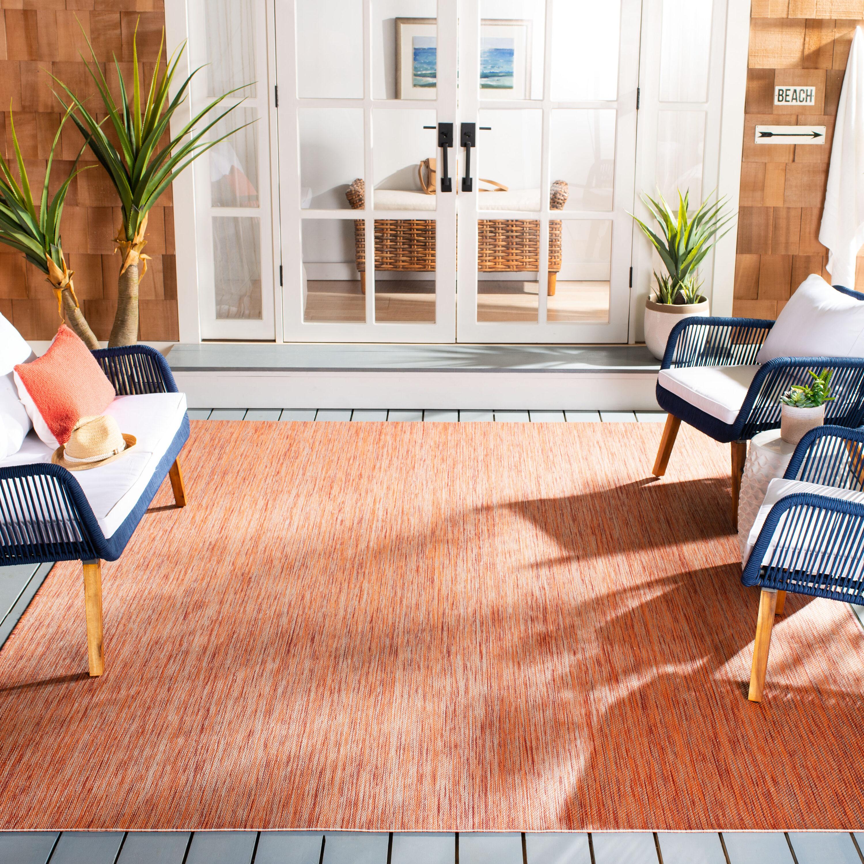 Beach House BHS218 POWER LOOMED Indoor/Outdoor Area Rug - Rust - 4'x4' - Safavieh