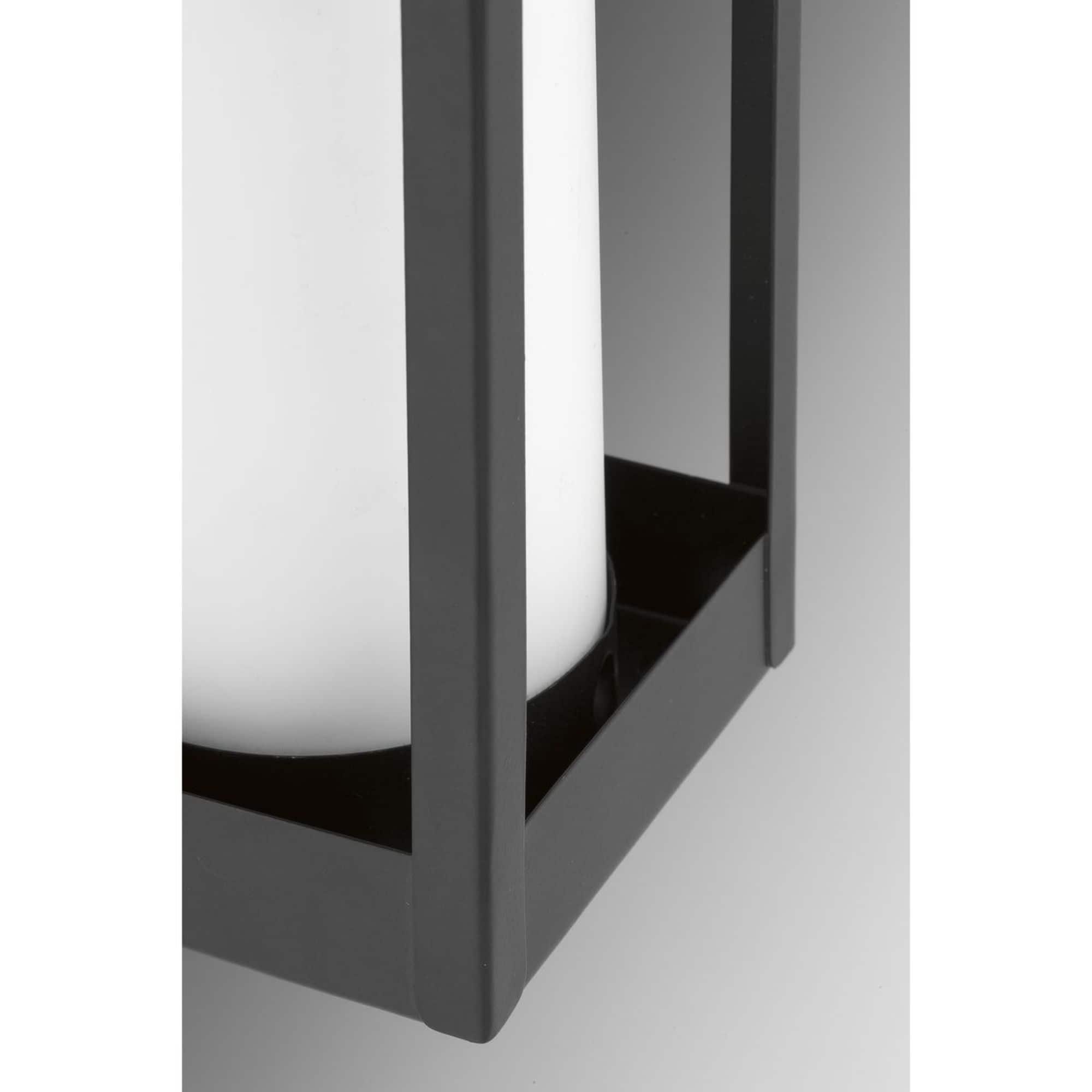 Progress Lighting Patewood 1-Light Outdoor Wall Lantern, Black Steel, Pillar Candle Style Shade