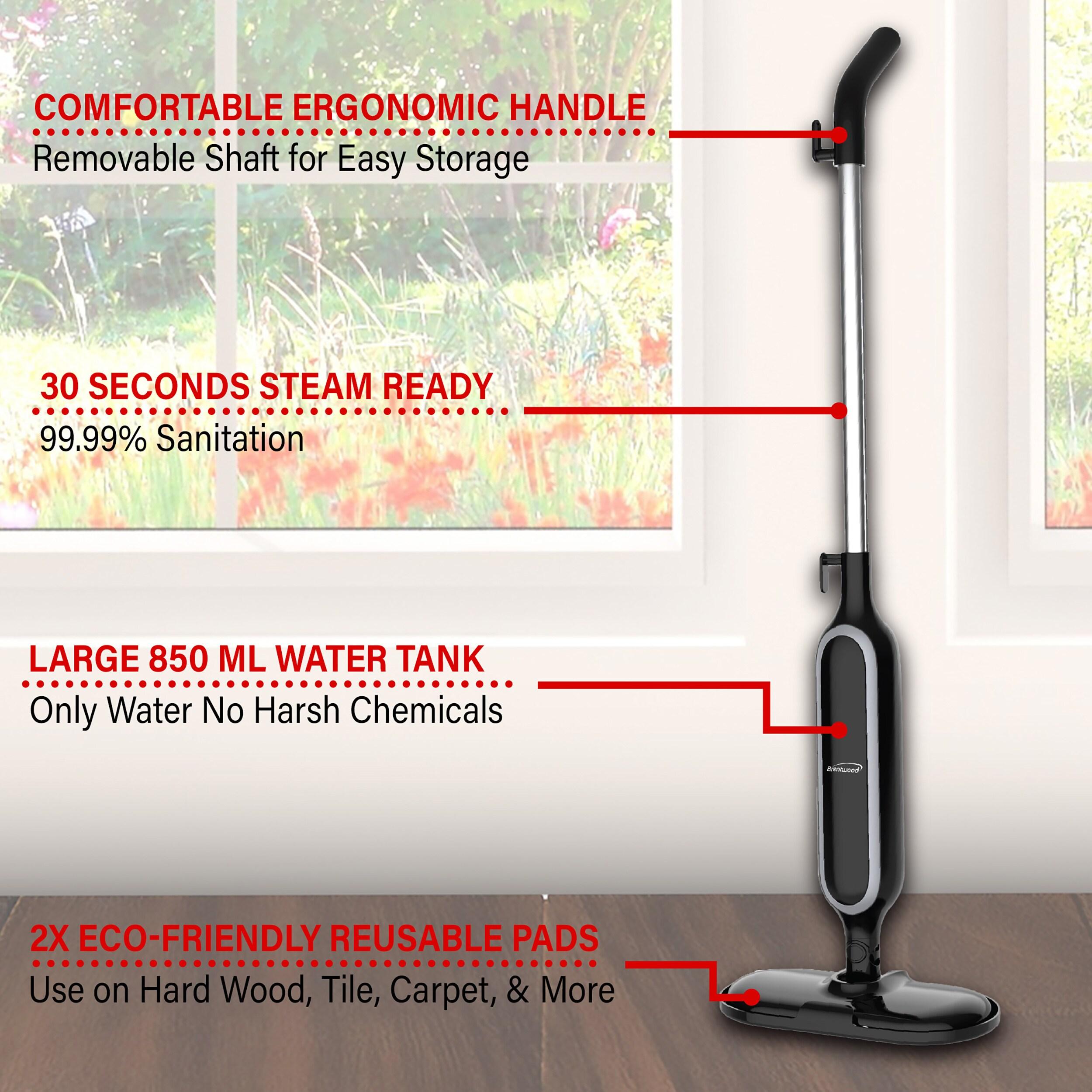 Brentwood 1100 Watt Steam Mop Hard Floor Steamer for Tile & Wood, Black