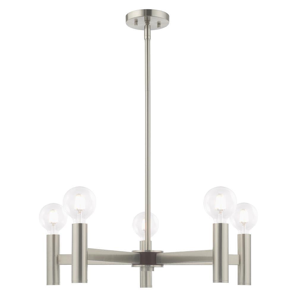 Copenhagen Industrial Chic 5-Light Brushed Nickel Chandelier