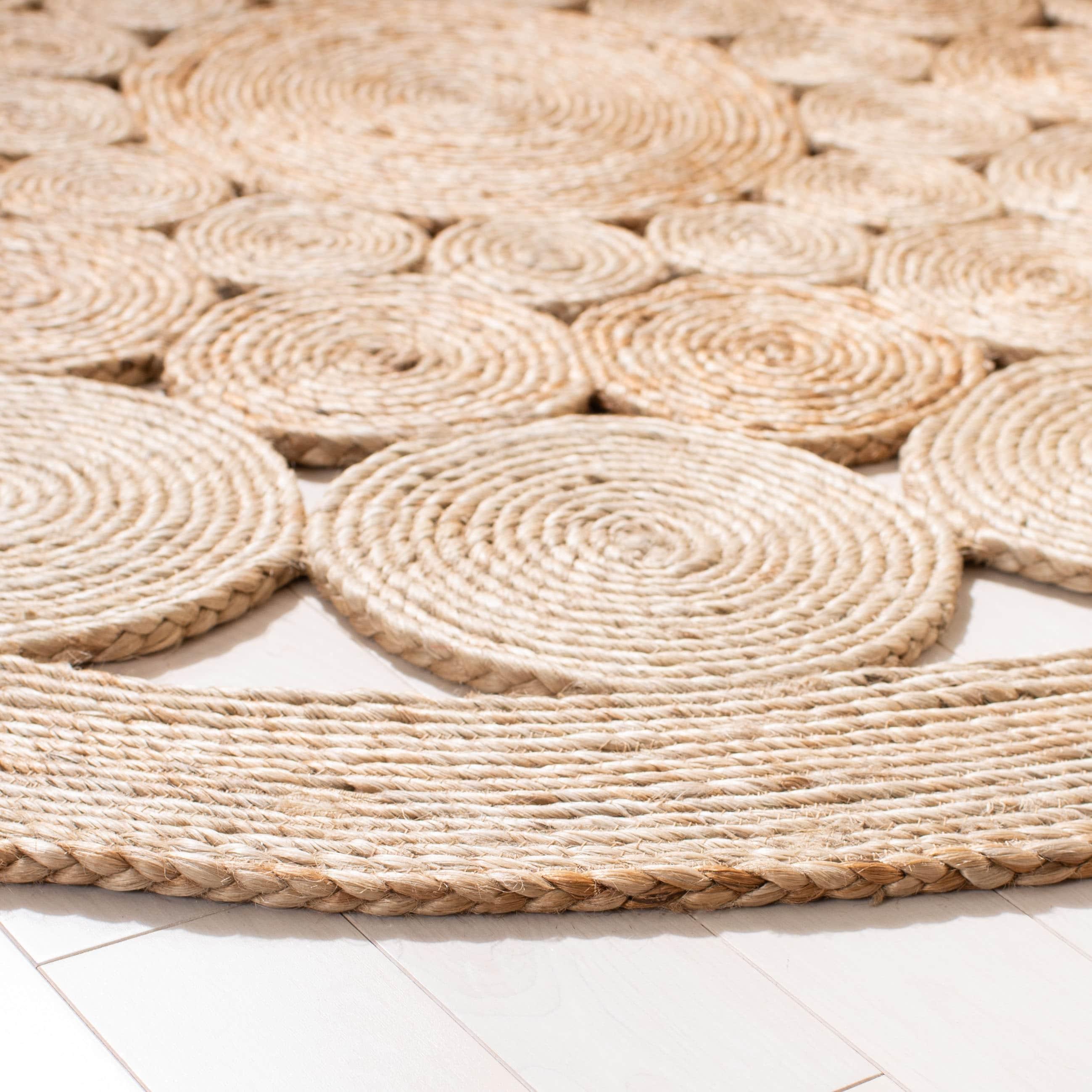 Natural Fiber NFB248 Hand Woven Area Rug - Natural - 3' round - Safavieh.