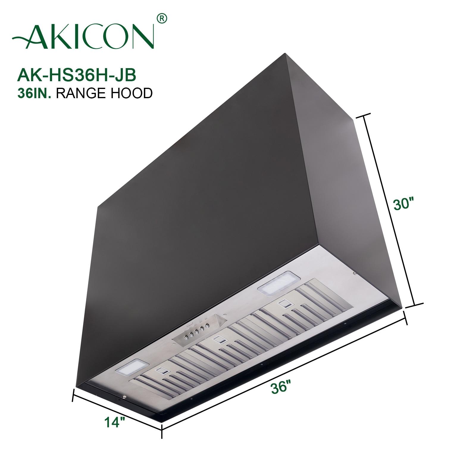 Akicon Stainless Steel 600 CFM Ducted (Vented) Wall Range Hood with Baffle Filter