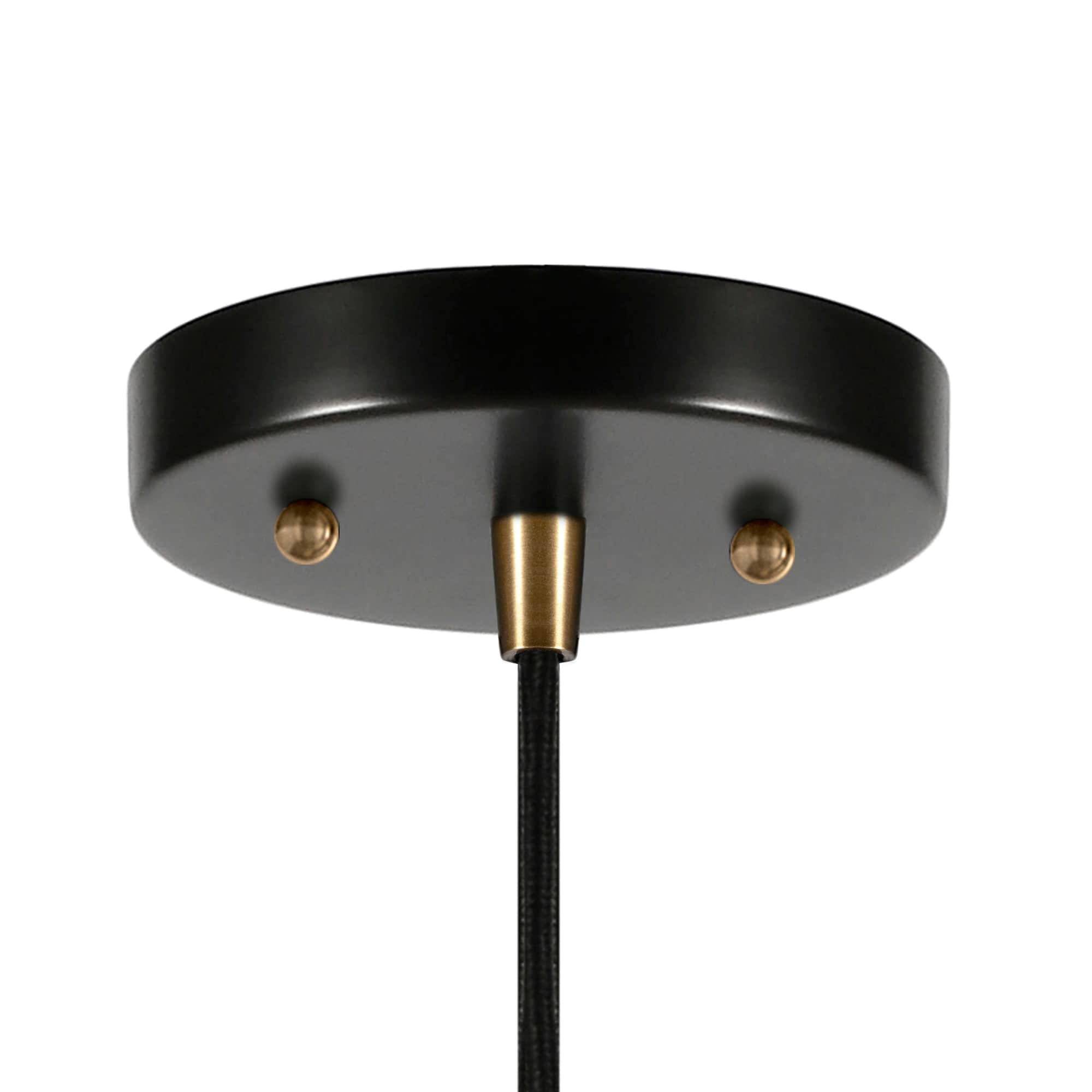 Evelyn&Zoe 8" Black/Brass Metal Pendant