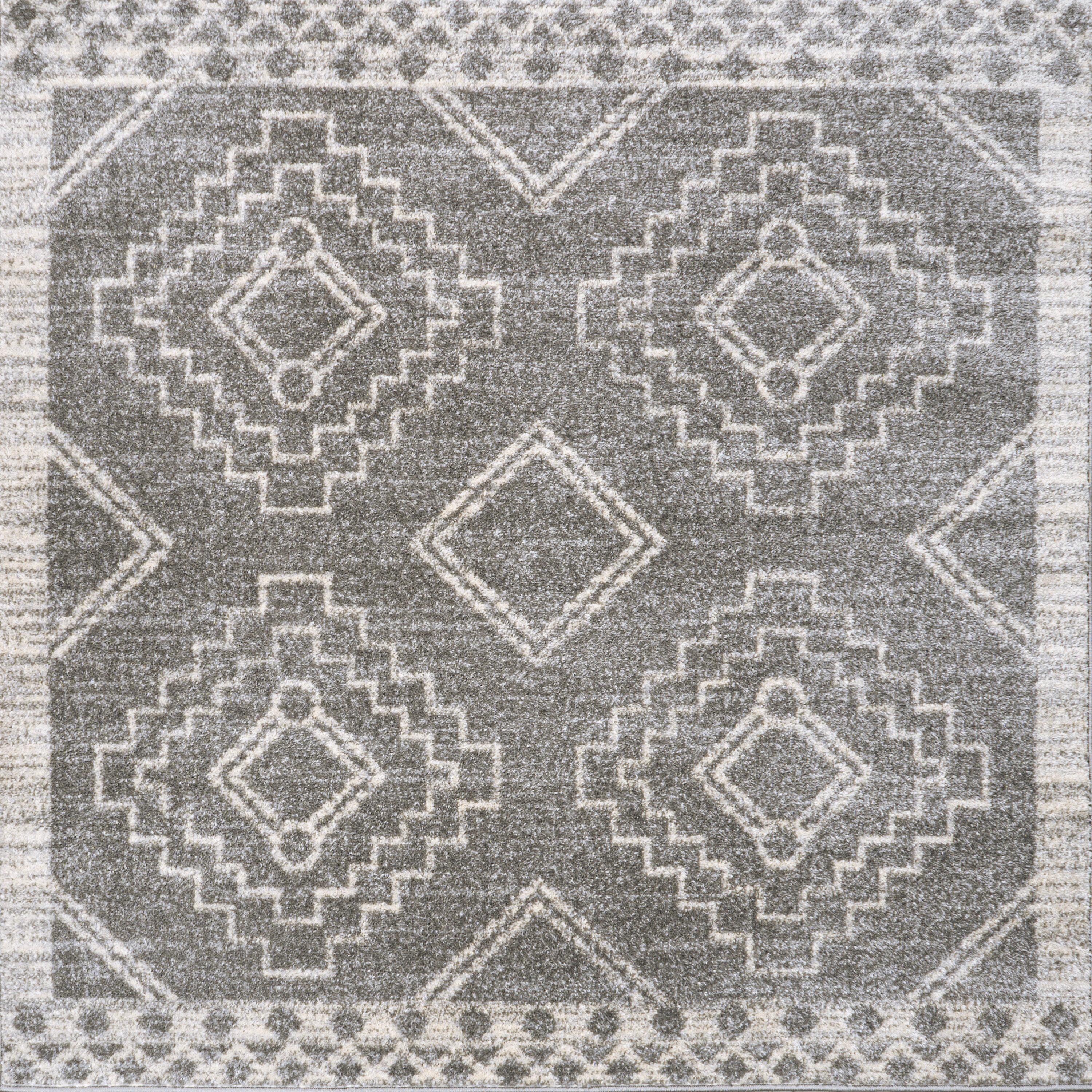 JONATHAN Y Amir Moroccan Beni Souk Gray/Cream 6' Square Area Rug