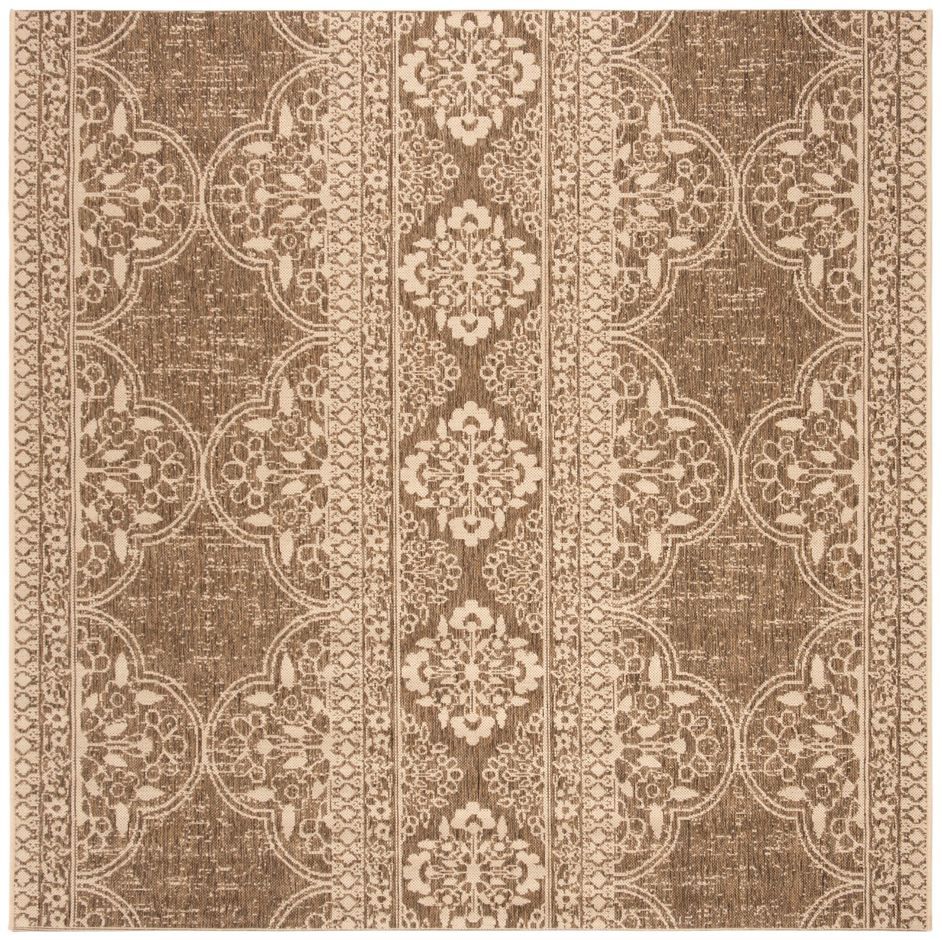 Beach House BHS174 POWER LOOMED Indoor/Outdoor Area Rug - Cream/Beige - 4'x4' - Safavieh