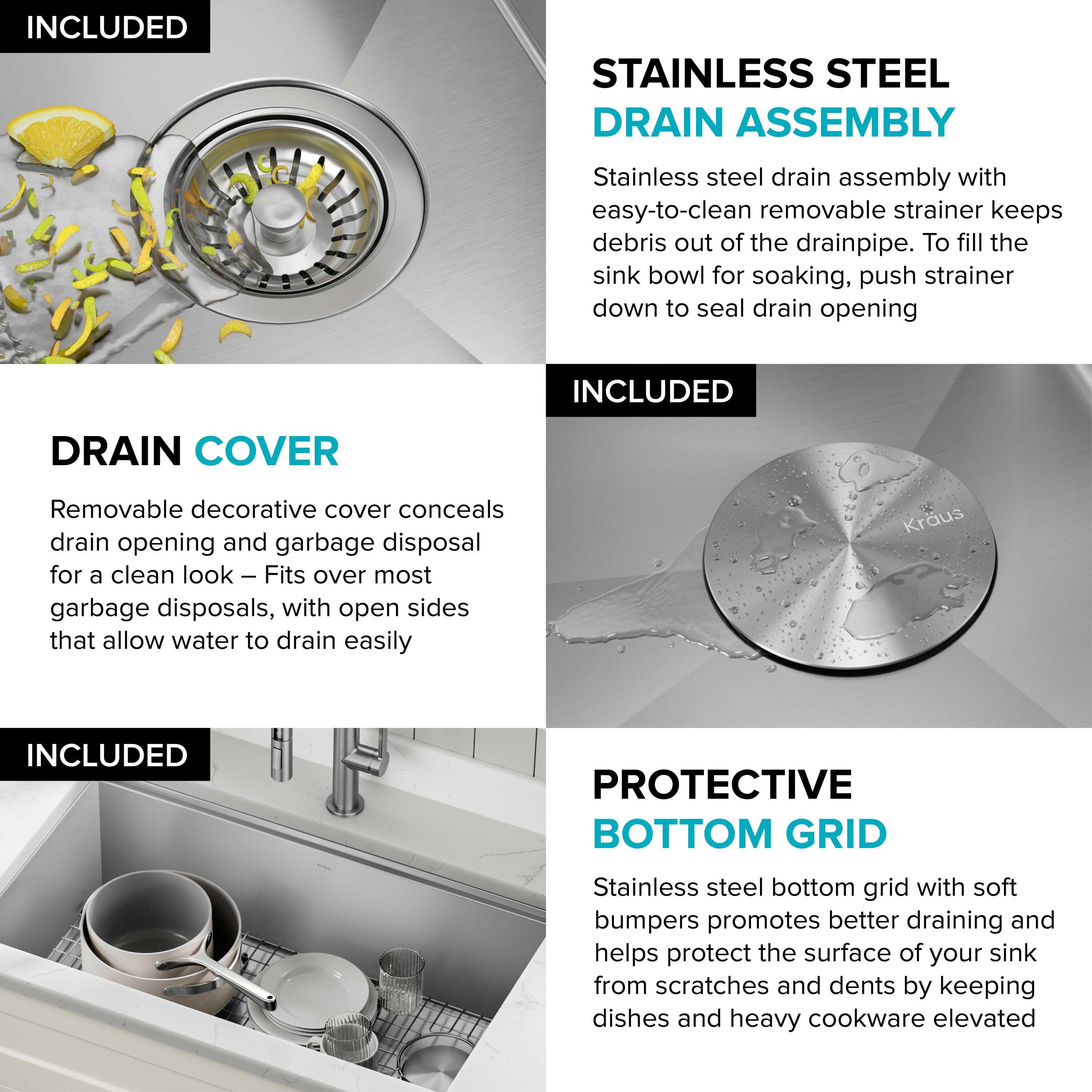KRAUS Kore™ Workstation 27-inch L Undermount 16 Gauge Single Bowl Stainless Steel Kitchen Sink with Accessories