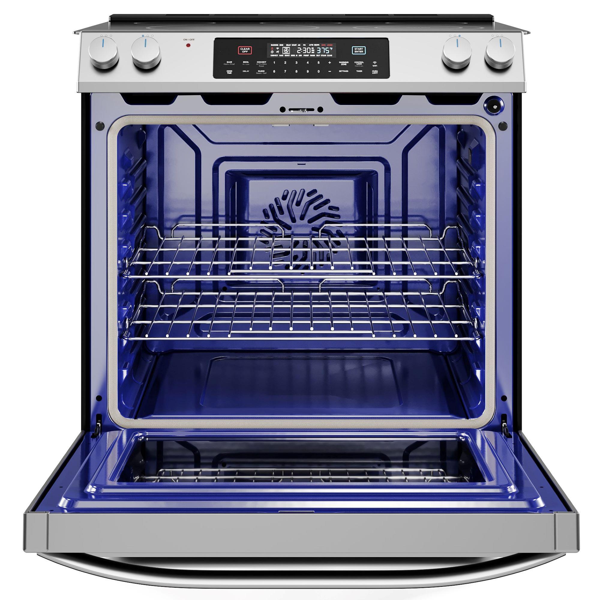 Midea 30-In Slide-In Electric Range with Wi-Fi Connectivity and Fan Convection, Stainless Steel,  MES30S2AST