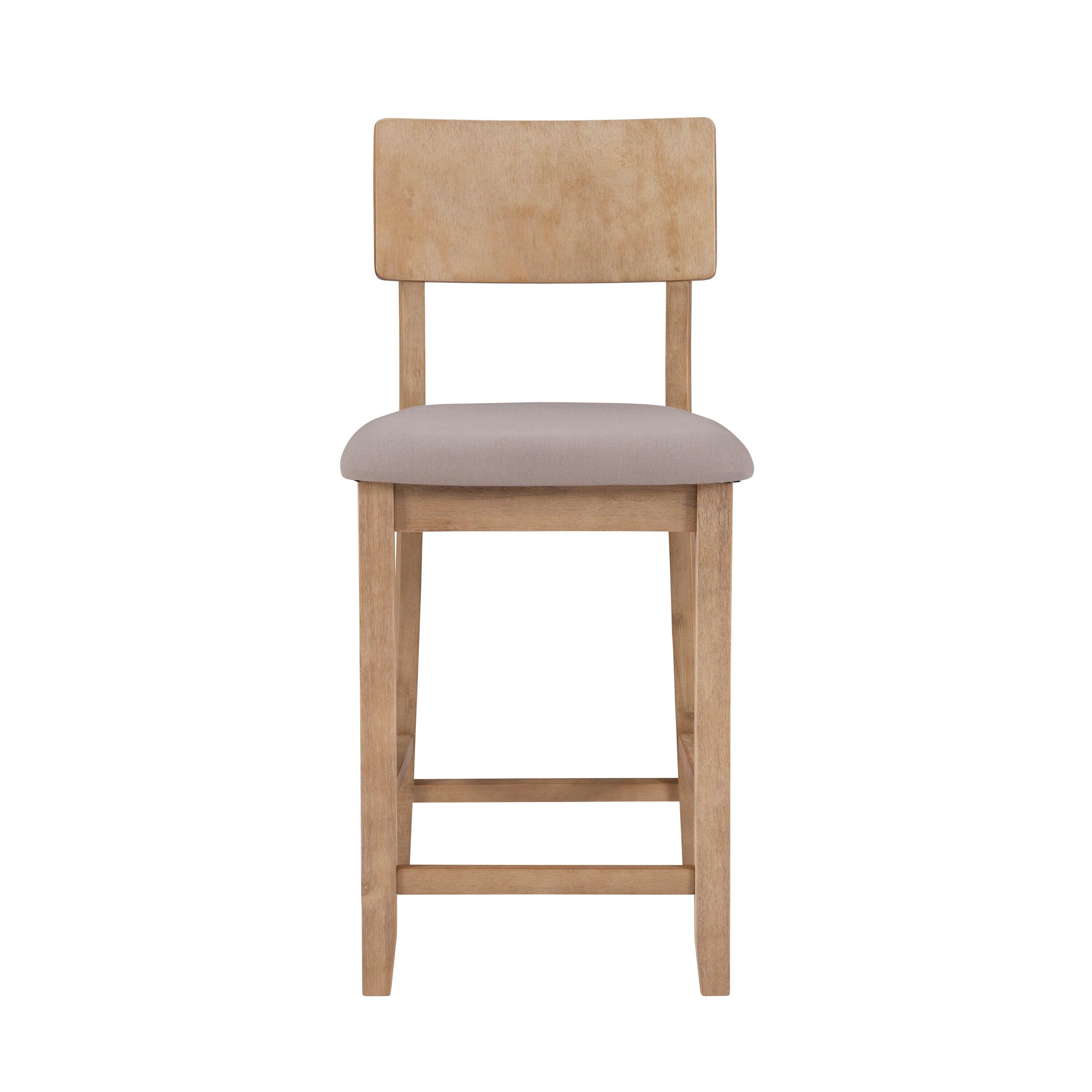 24" Jordan Padded Seat Upholstery Counter Height Barstool Light Gray - Linon: Scandinavian Style, Wood Legs, Polyester