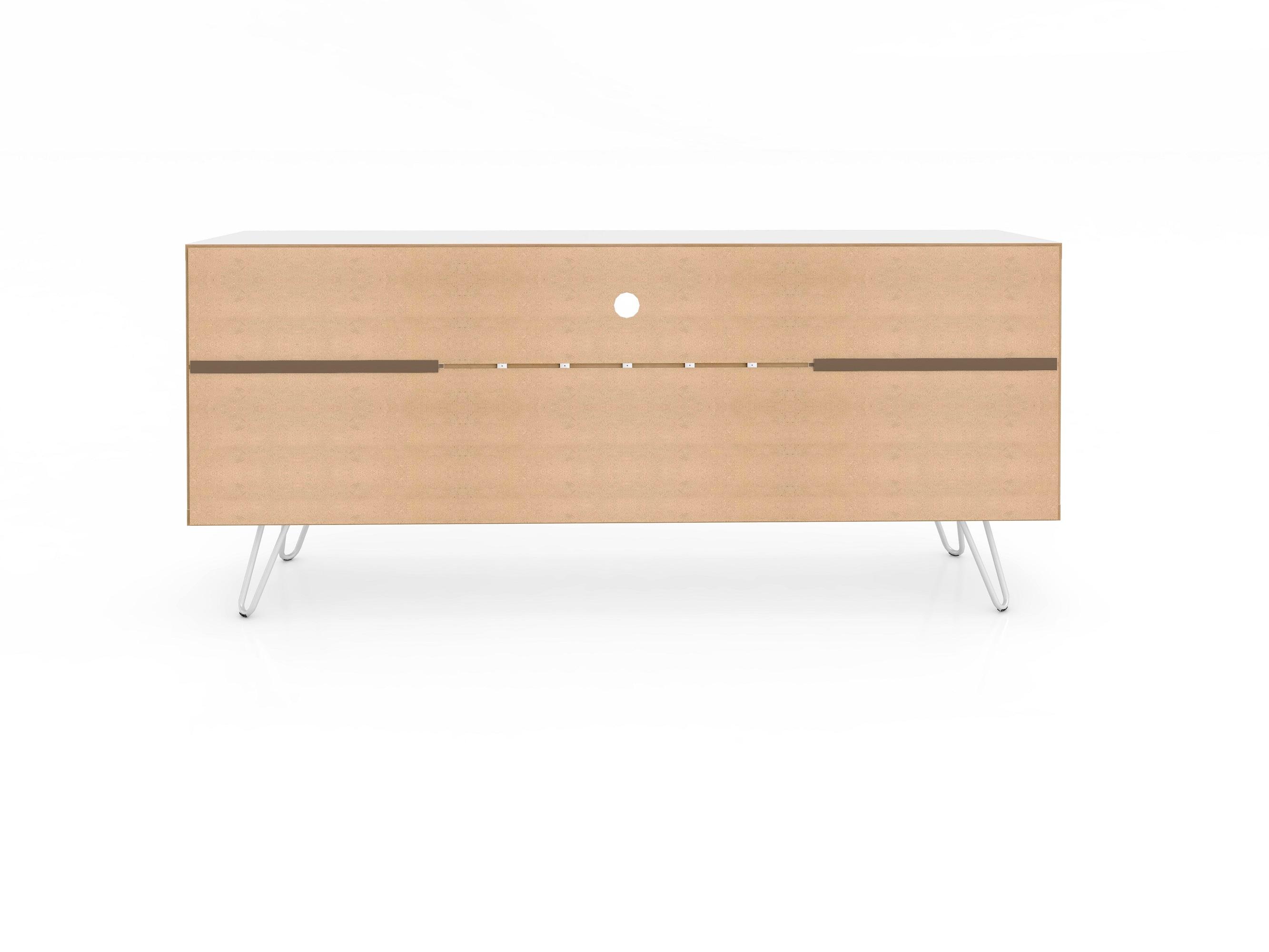 Manhattan Comfort 216BMC6 Baxter Mid-Century- Modern TV Stand with Wine Rack in White, 23.03 x 53.54 x 14.17 in.