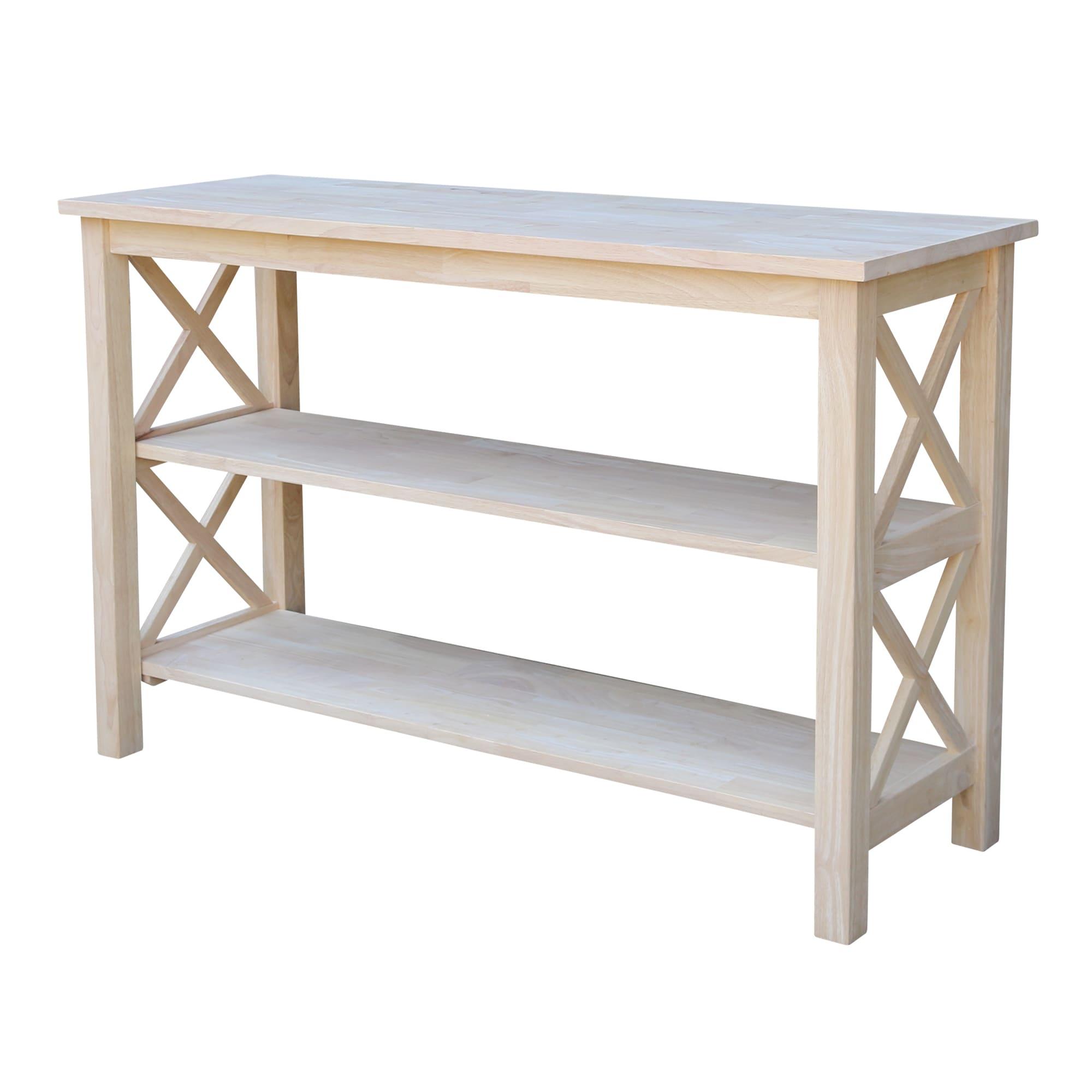 Hampton Console Table Beige - International Concepts: Solid Wood, Parawood, Rectangle, Fixed Shelf