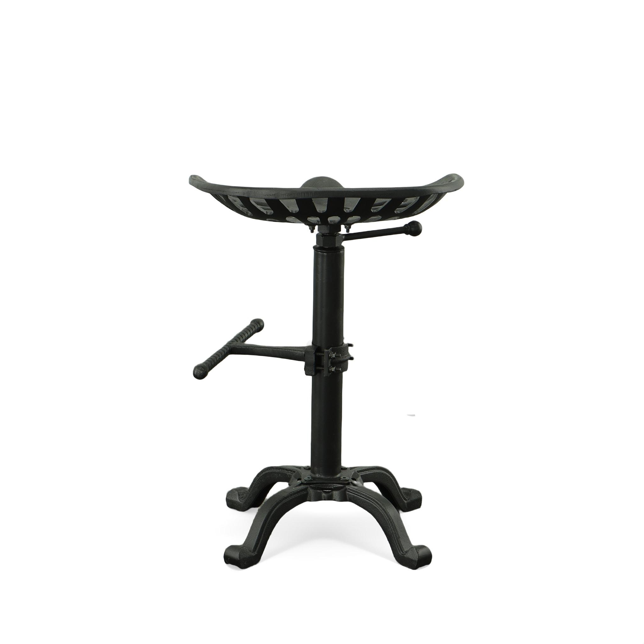 Carolina Living Adjustable Tractor Seat Counter Height Barstool Black: Vintage Style, Iron Base, 22-33" Height
