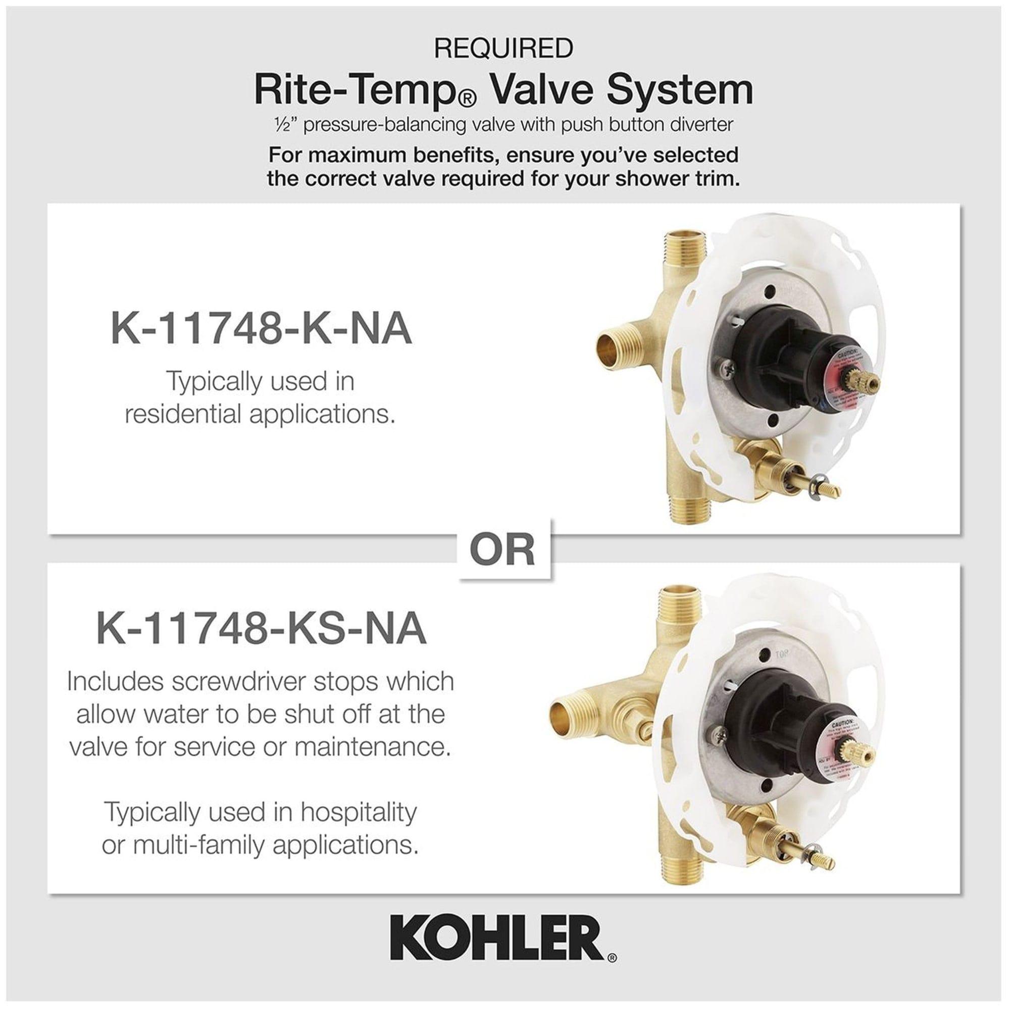 Artifacts Rite-Temp Pressure-Balancing Valve Trim With Push-Button Diverter And Lever Handle