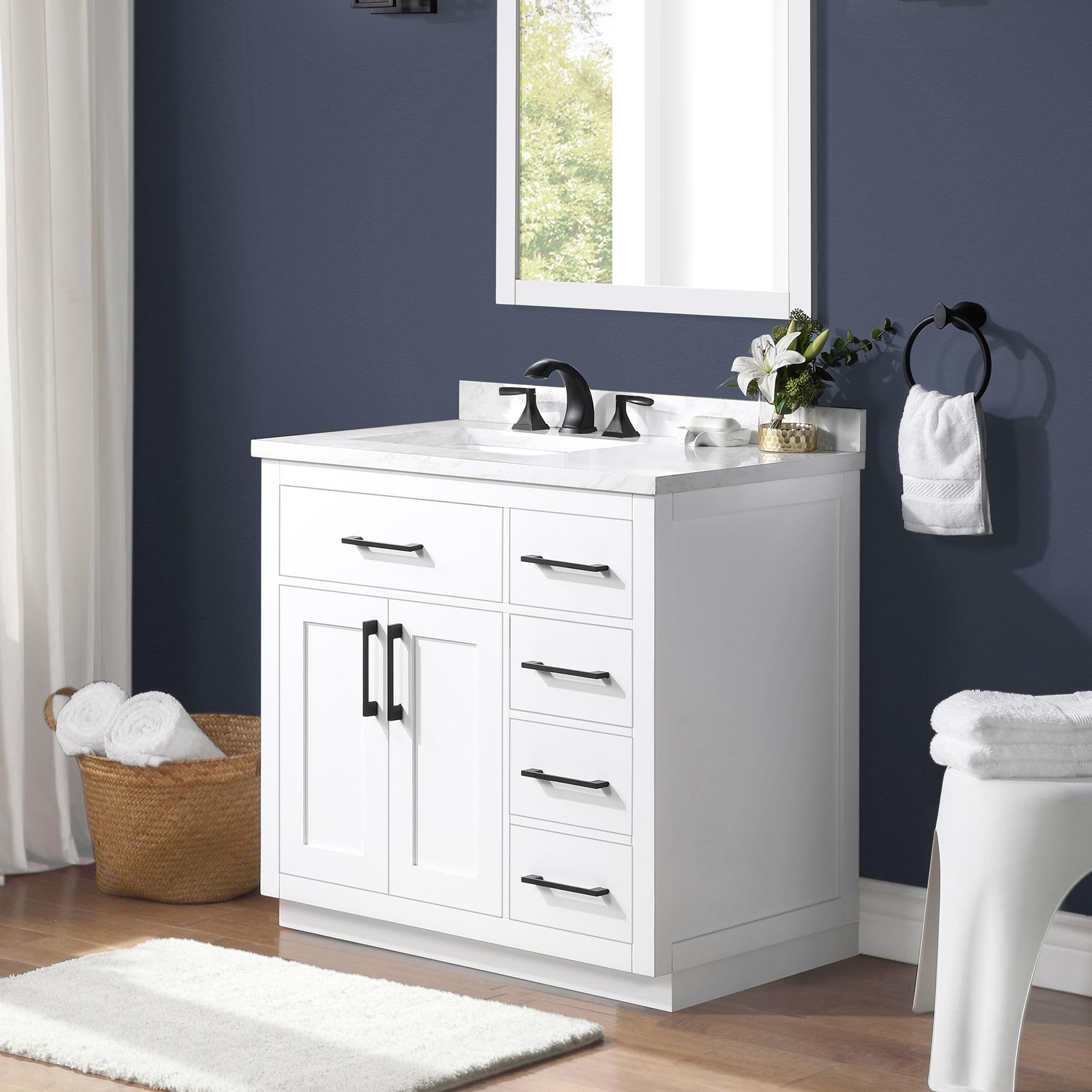 OVE Decors Athea 36 in. W Bath Vanity with Premium Countertop and Power Bar