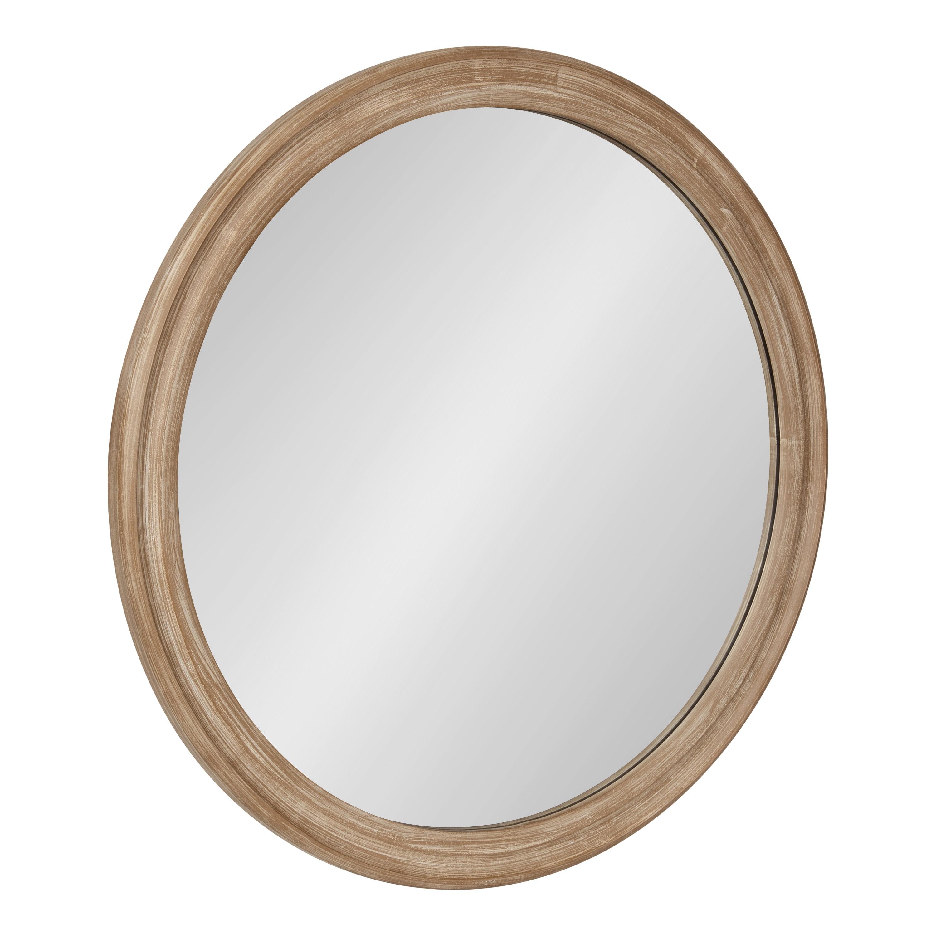 28" Mansell Round Wall Mirror Brown - Kate & Laurel All Things Decor