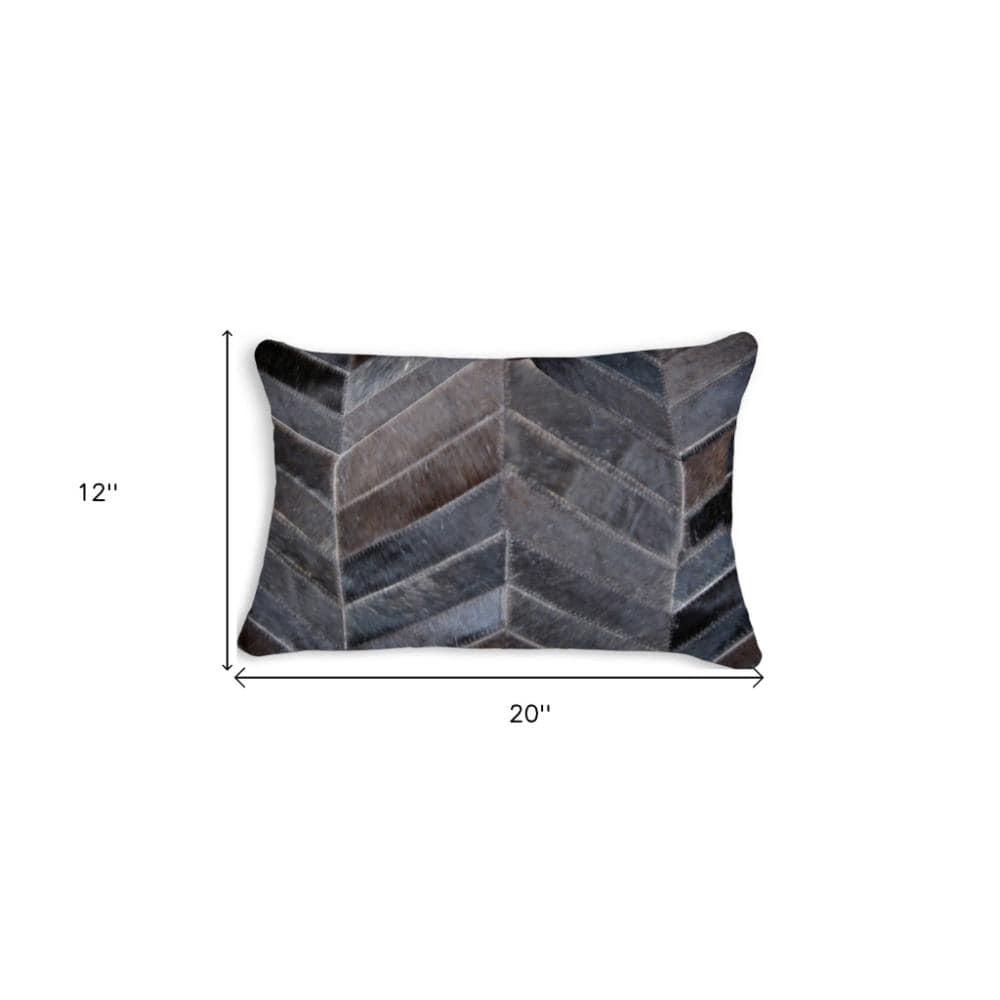 12" x 20" Chevron Cowhide Throw Pillow