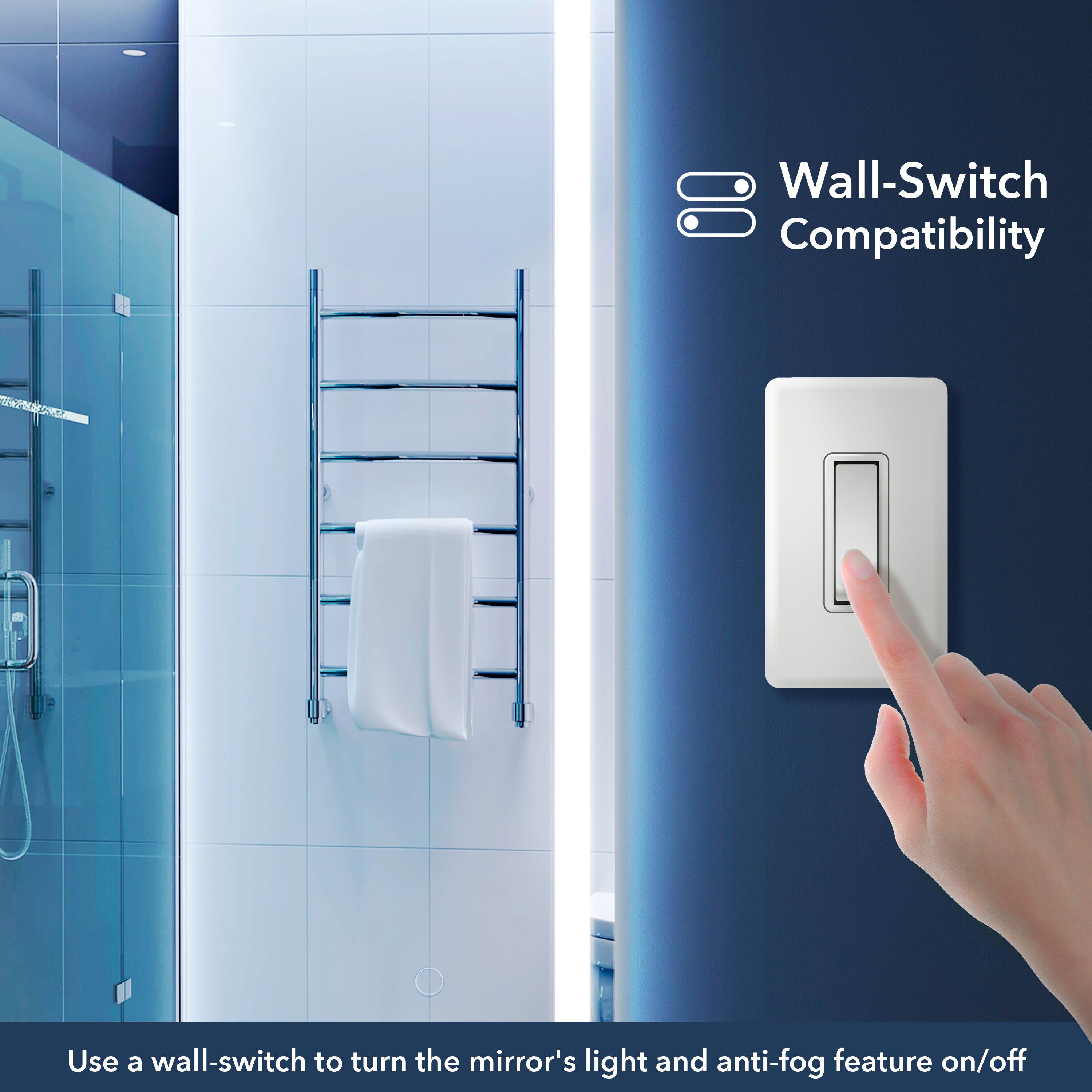Pax 40 in. W x 36 in. H Large Rectangular Frameless Antifog Front/Back-Lit Wall Bathroom Vanity Mirror with Smart Touch - JONATHAN Y
