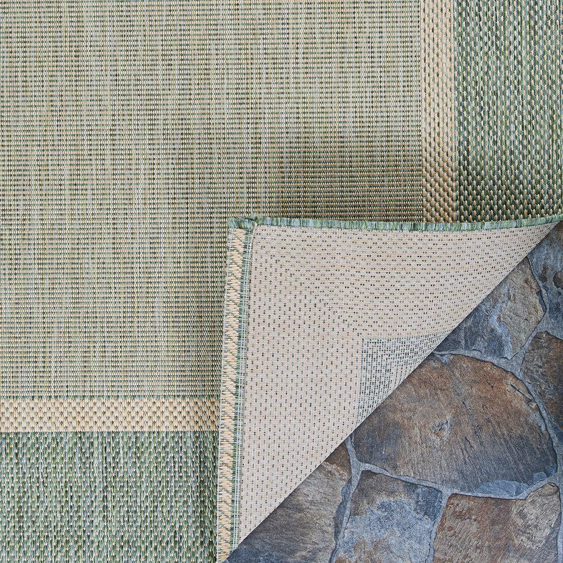 Couristan Recife Stria Texture Indoor/Outdoor Rug, 7'6", Square, Natural- Green Color, Hose Washable, 5526/1812