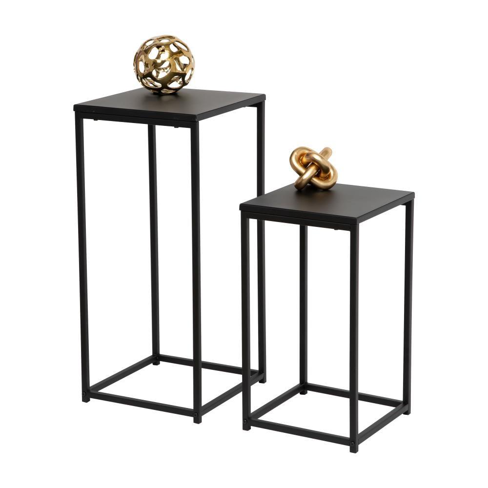 Honey-Can-Do Steel Nesting Square Side Tables, Black (Set of 2)