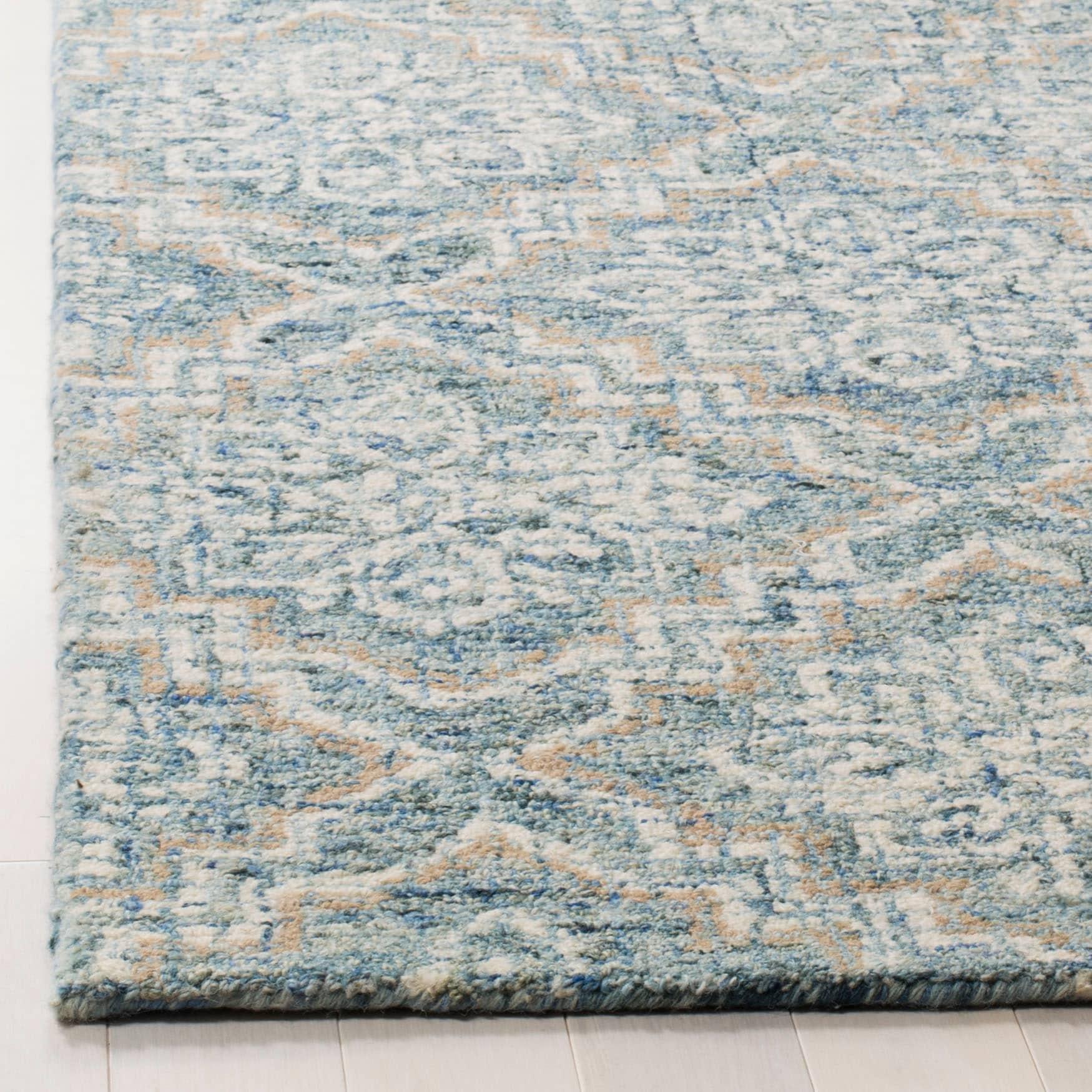 Abstract ABT201 Handmade Indoor Runner - Blue/Grey - 2'-3"x12' - Safavieh