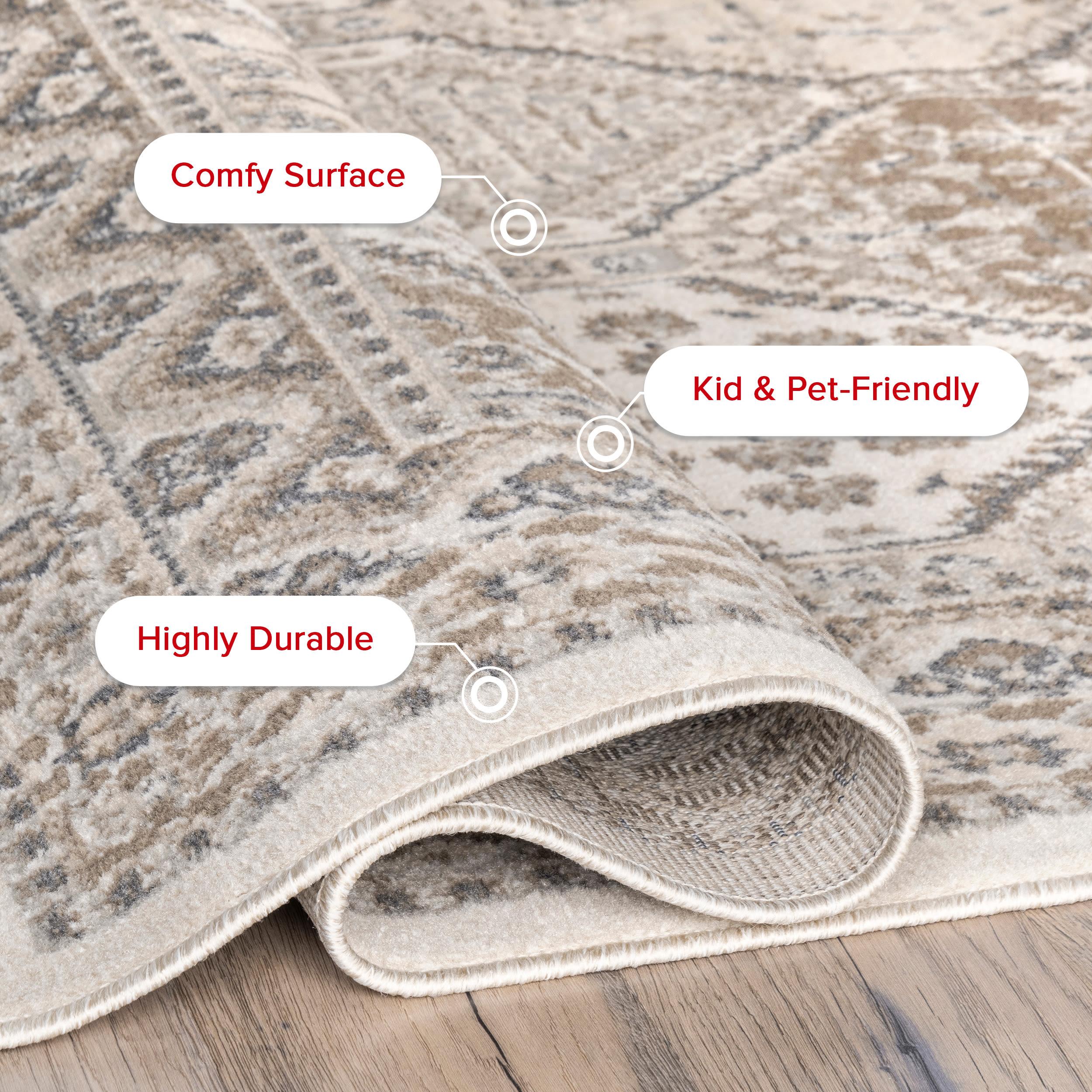 Nuloom 5x8 Becca  Tiled Indoor Area Rug, Beige, Faded Transitional Design, Stain Resistant, BedroomLiving Room, Kitchen,