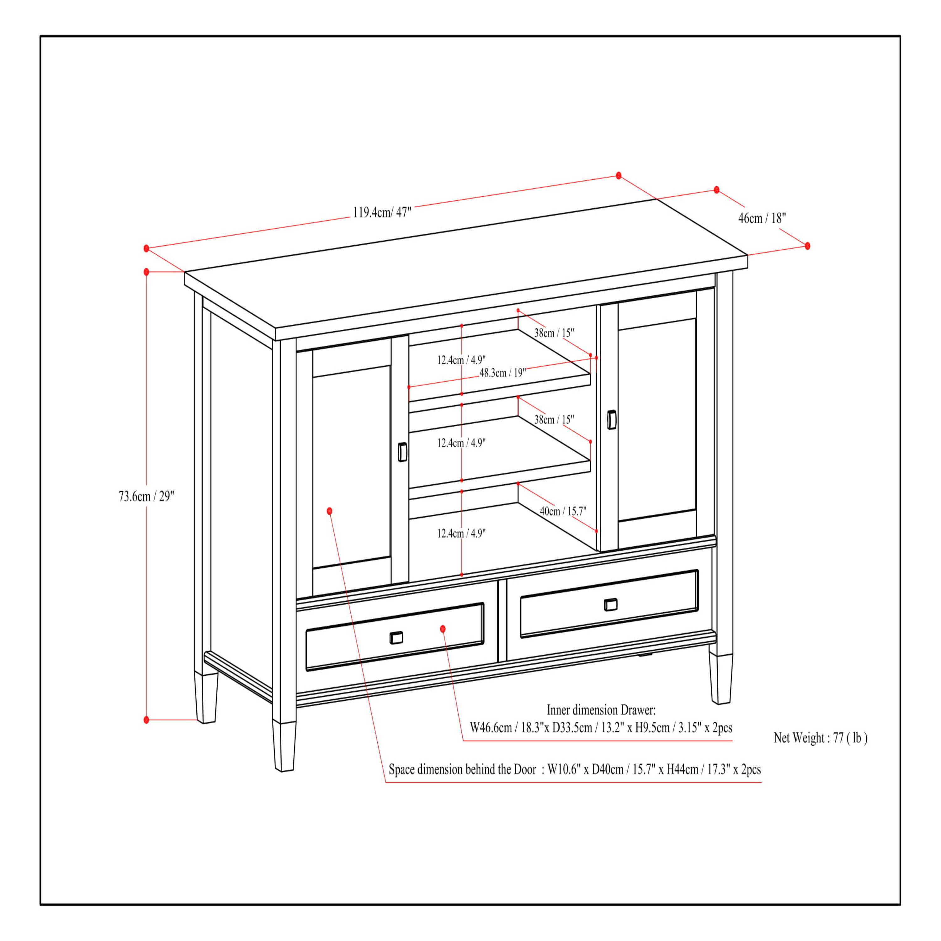 Simpli Home Warm Shaker SOLID WOOD TV Media Stand iFor TVs up to 50 inches