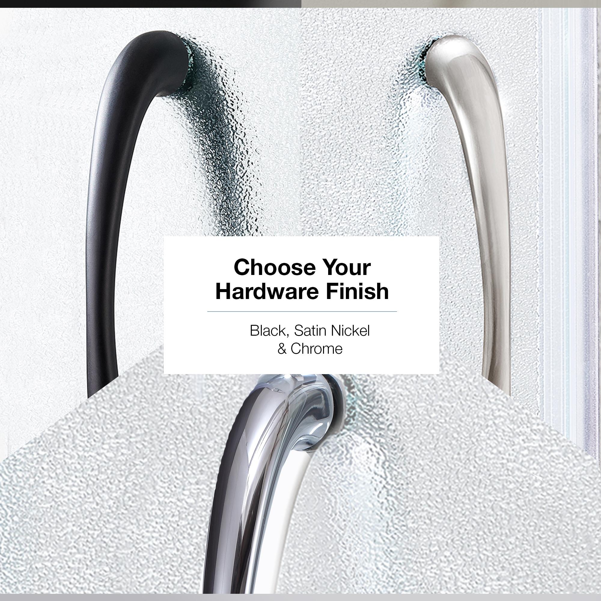 Ove Decors OVE Decors Breeze 35 in. Round Shower Kit w/ Frosted, Base, Wall 15SKA-BREF34-BLKAC