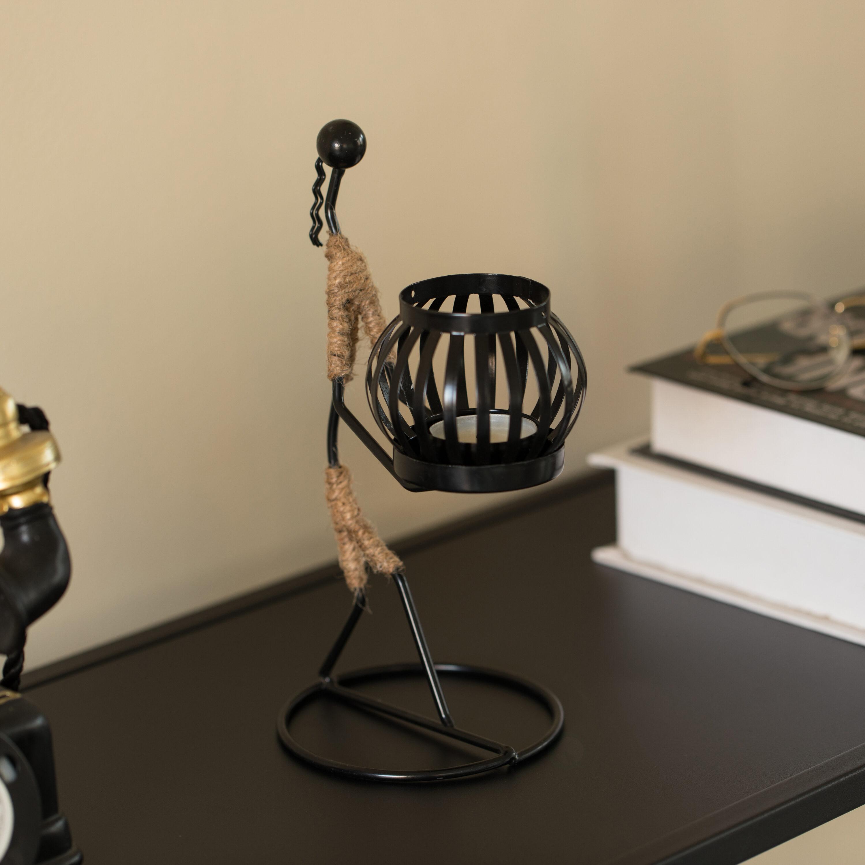 Fabulaxe Wire Figure Candle Holder Decorative Modern Tea Light Lantern Tabletop Centerpiece Candle Stand, Front Carry